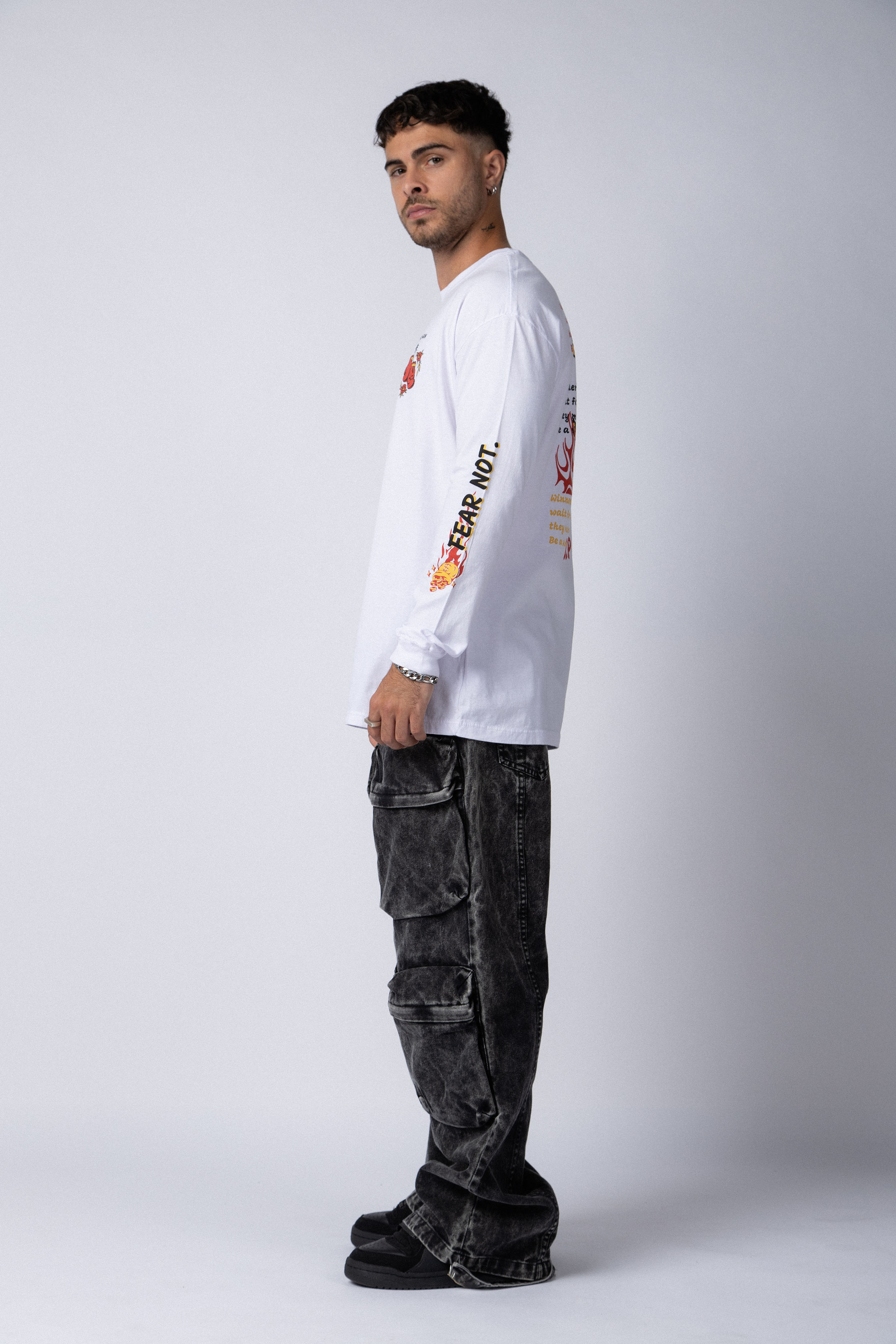 Remera Manga Larga Fear Blanca