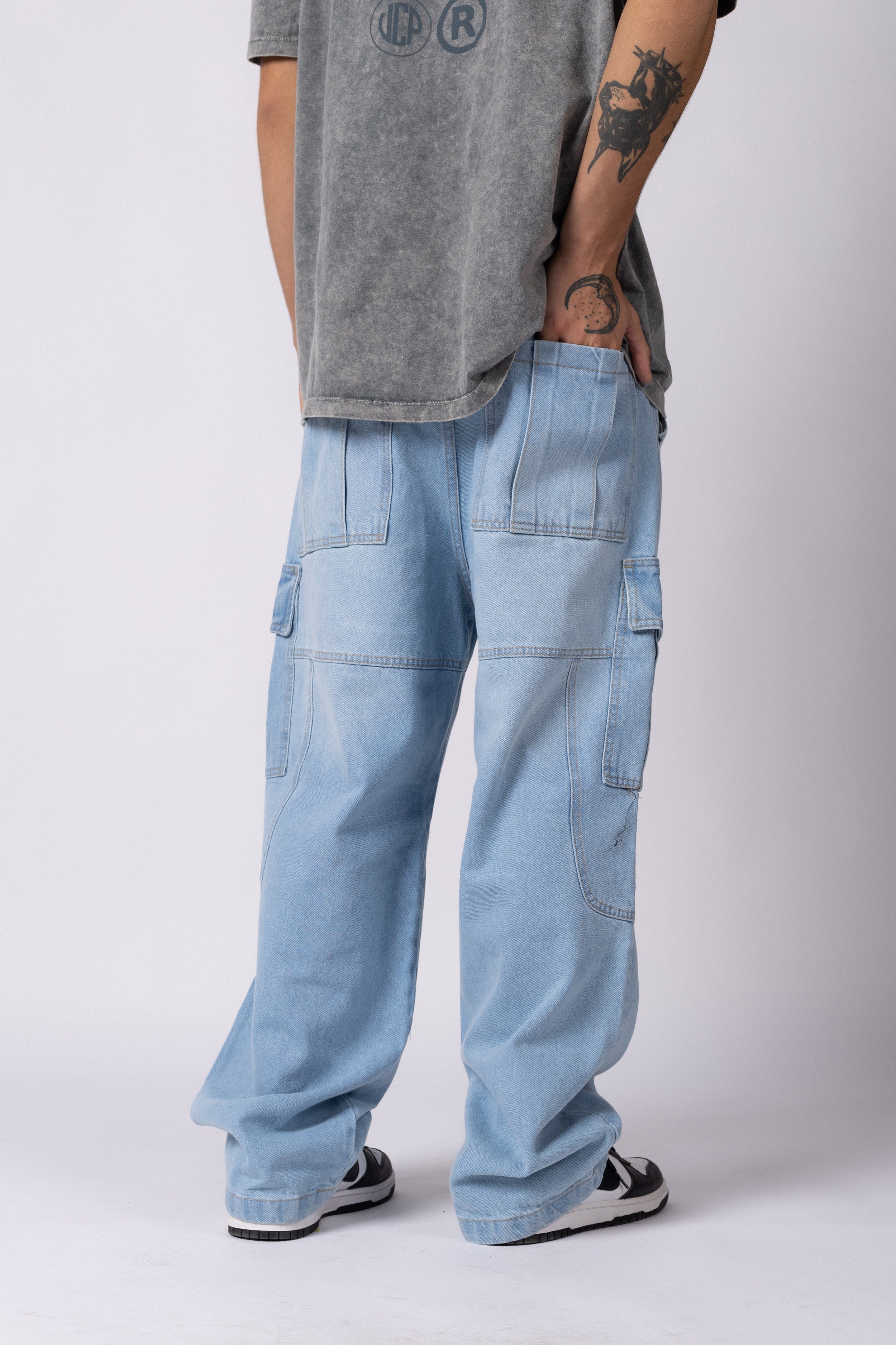 Jean Baggy Cargo Raw Sky