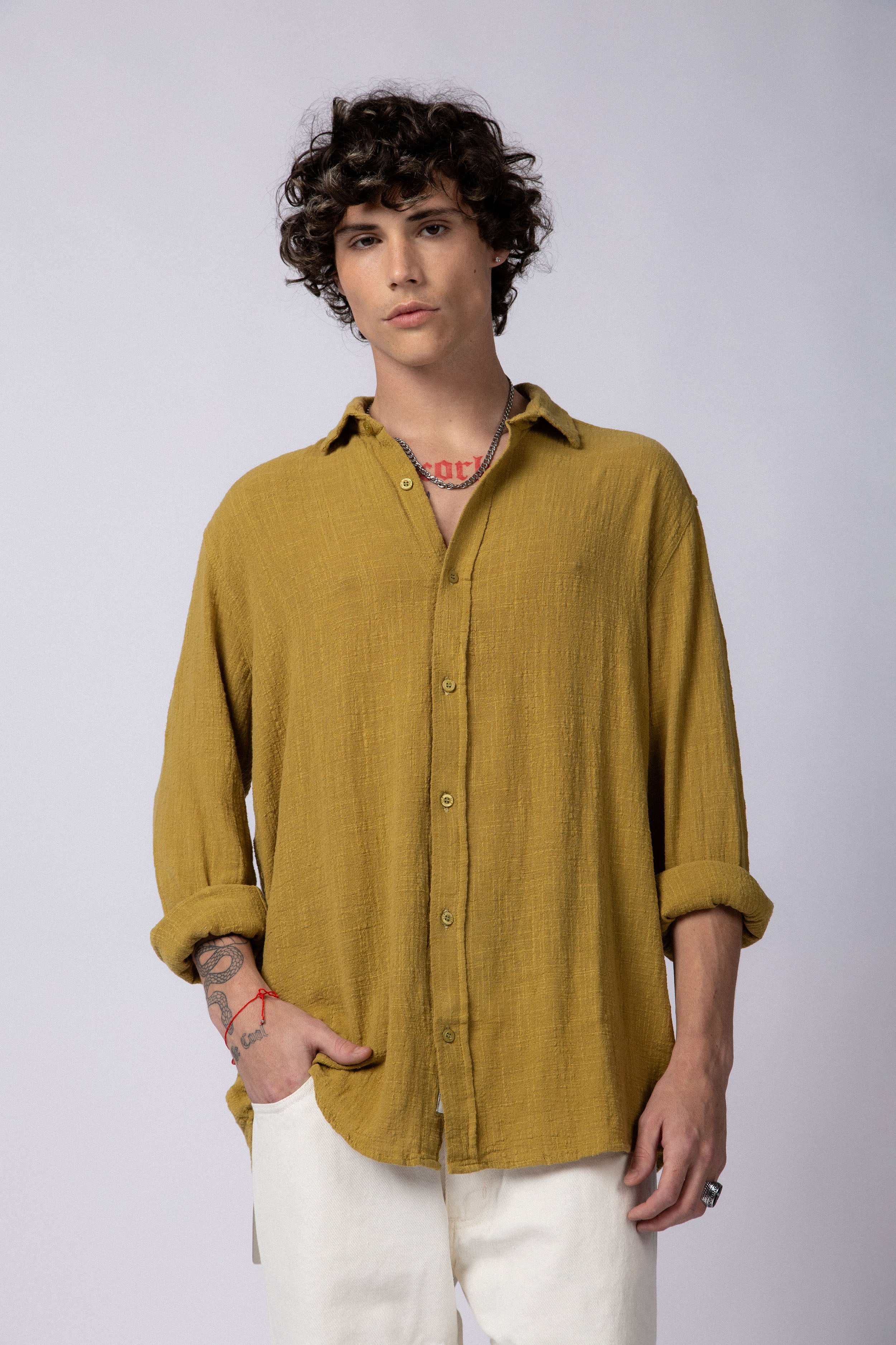 Camisa Manga Larga Lino Febo Verde