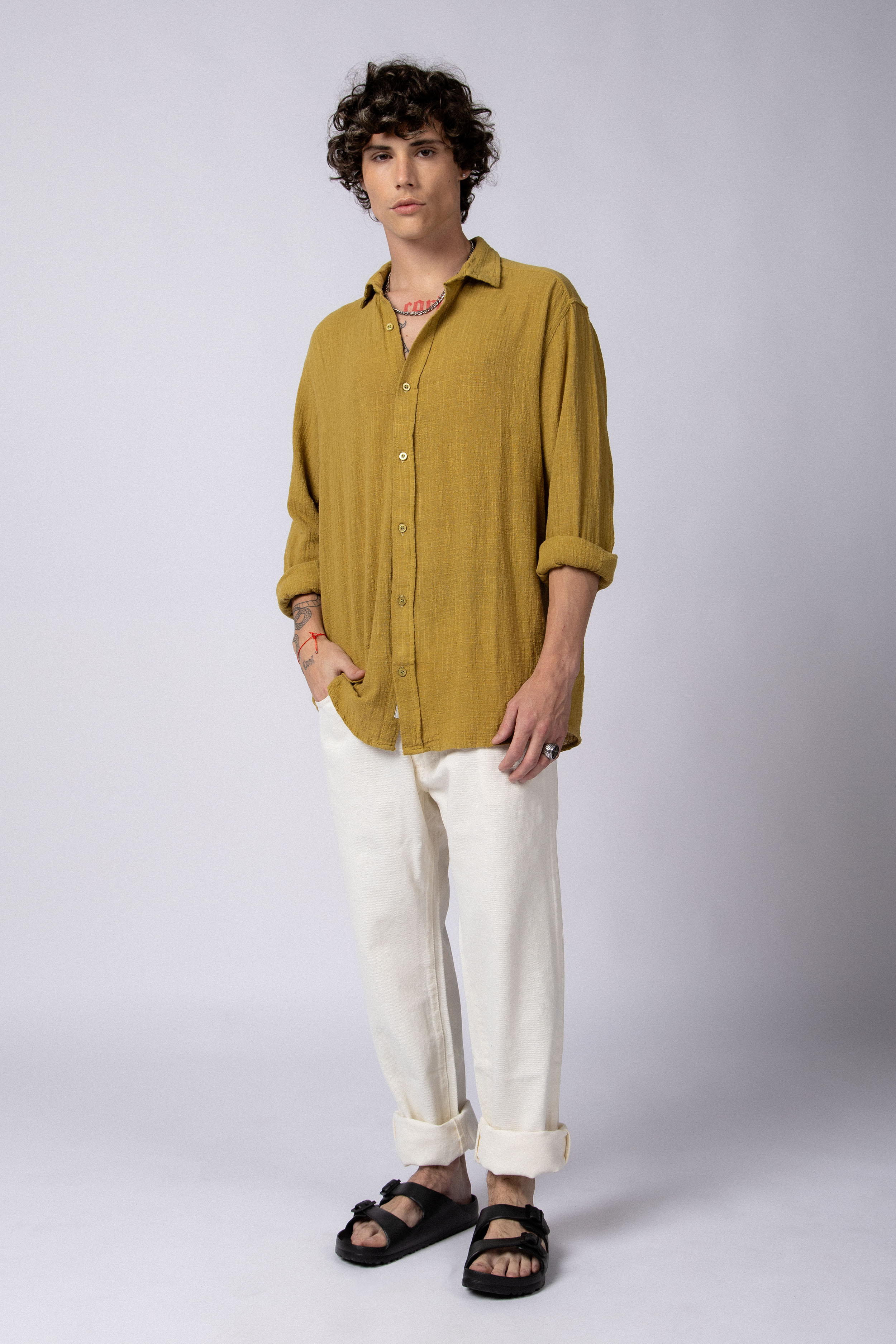 Camisa Manga Larga Lino Febo Verde