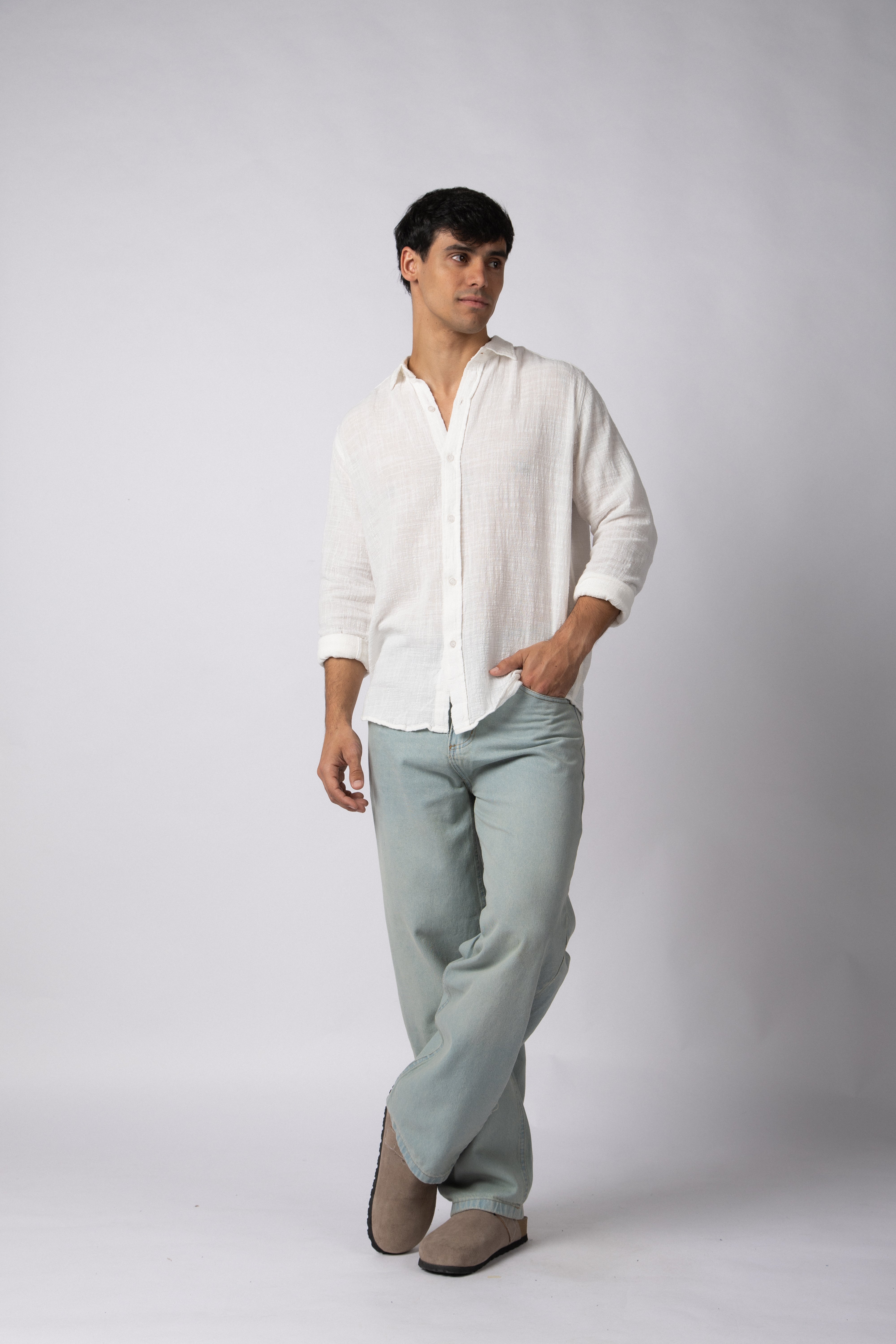 Camisa Manga Larga Lino Zen Blanca