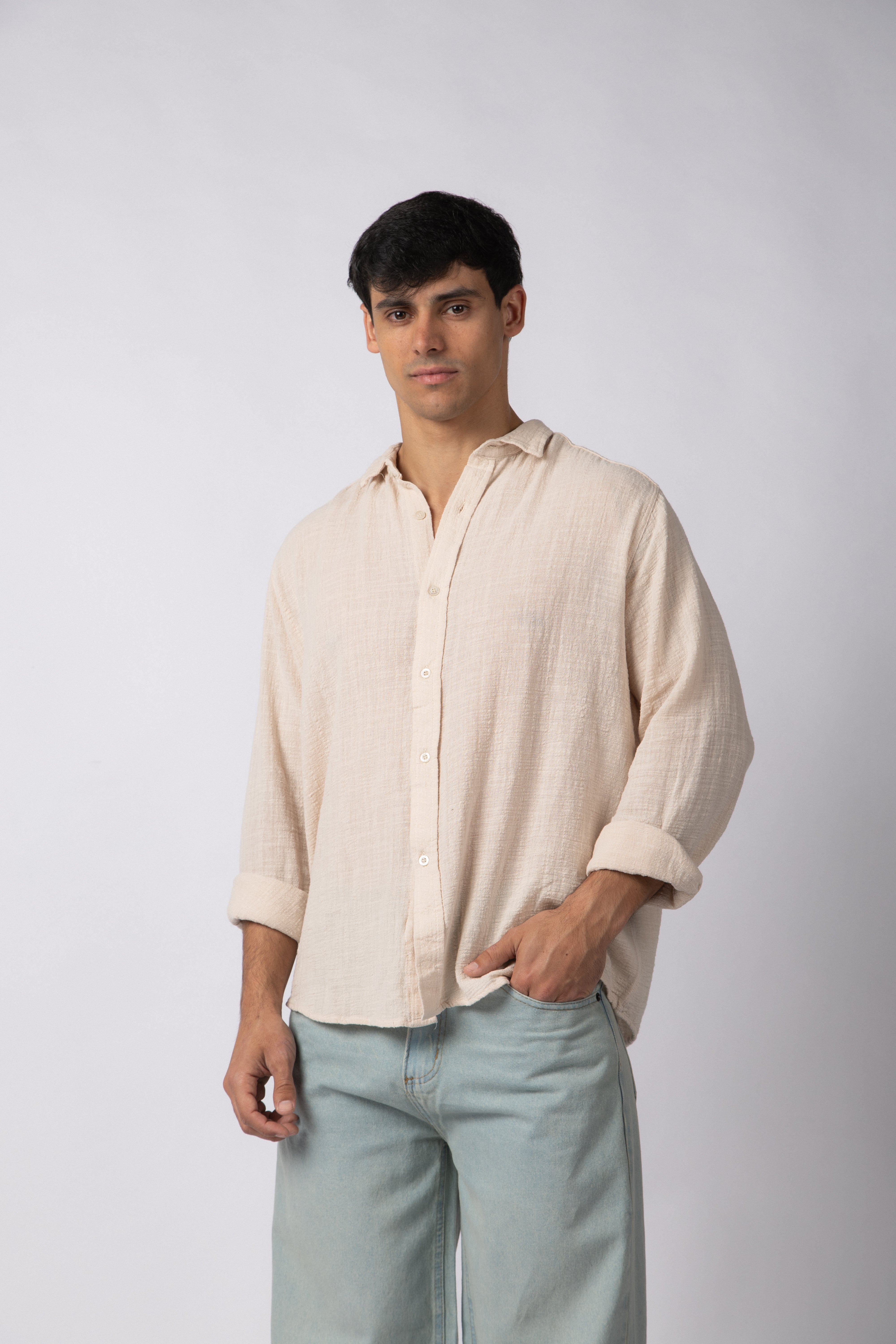 Camisa Manga Larga Lino Zen Crudo