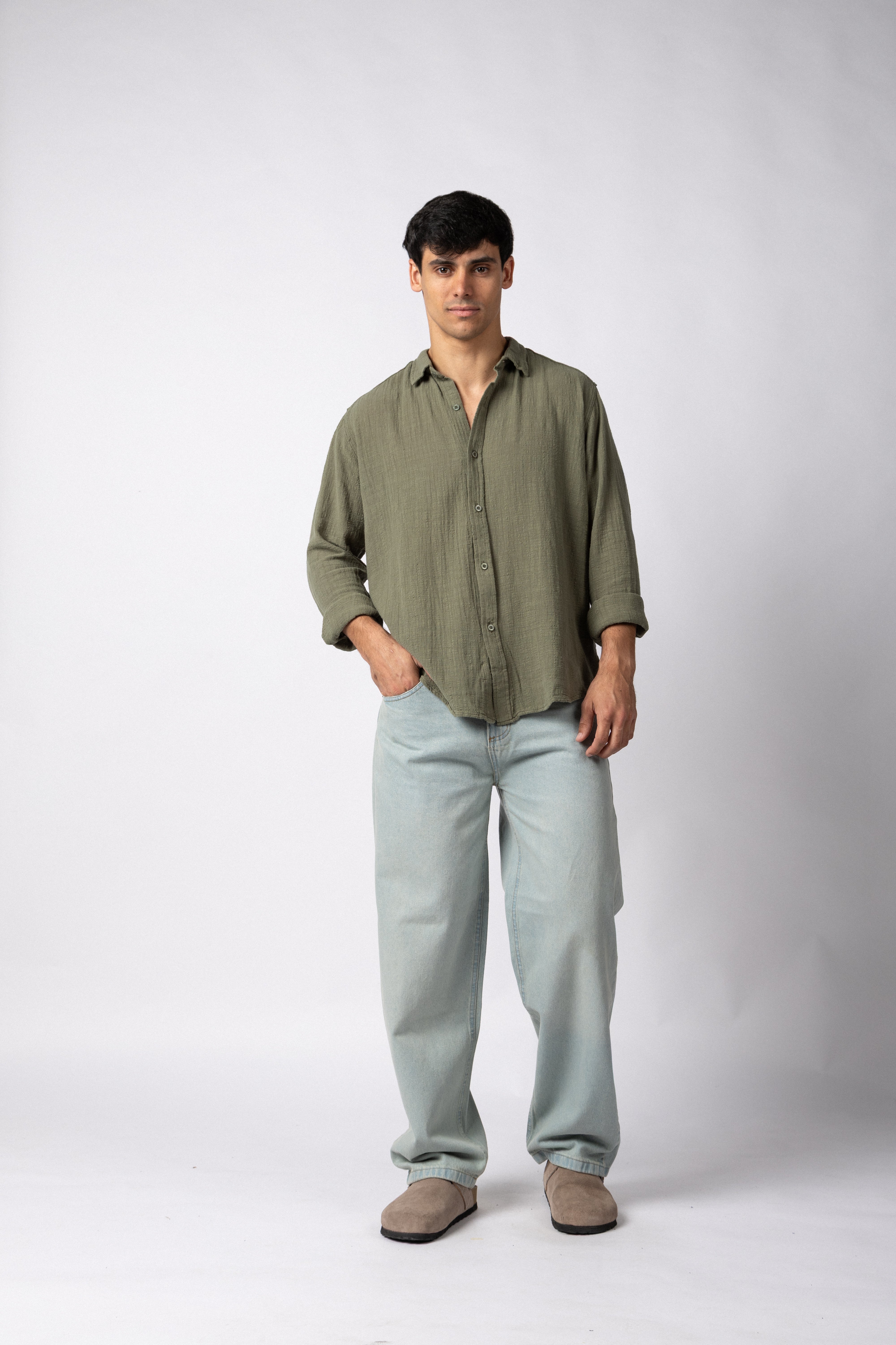 Camisa Manga Larga Lino Zen Militar