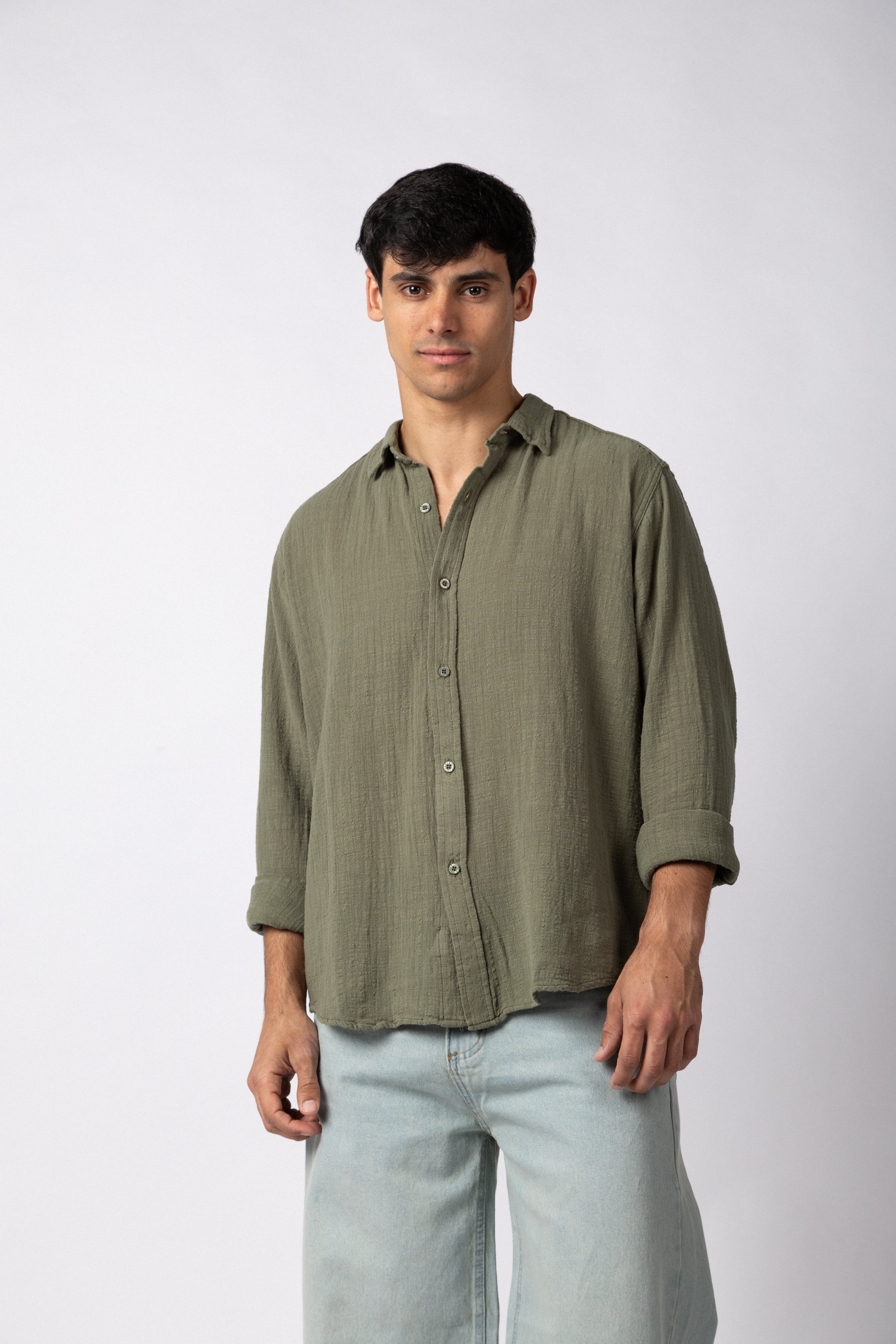 Camisa Manga Larga Lino Zen Militar