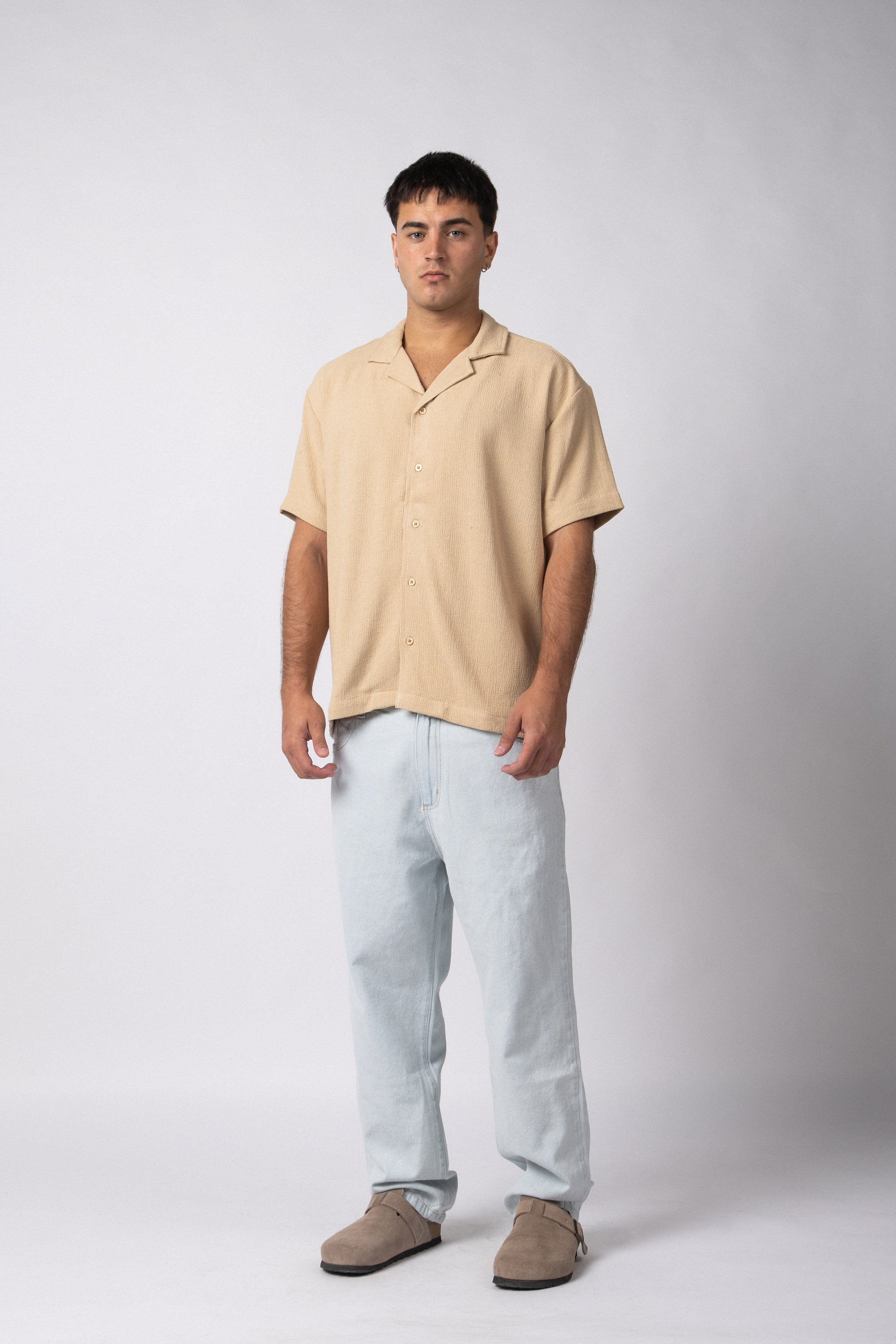 Camisa Manga Corta Lino Mont Arena