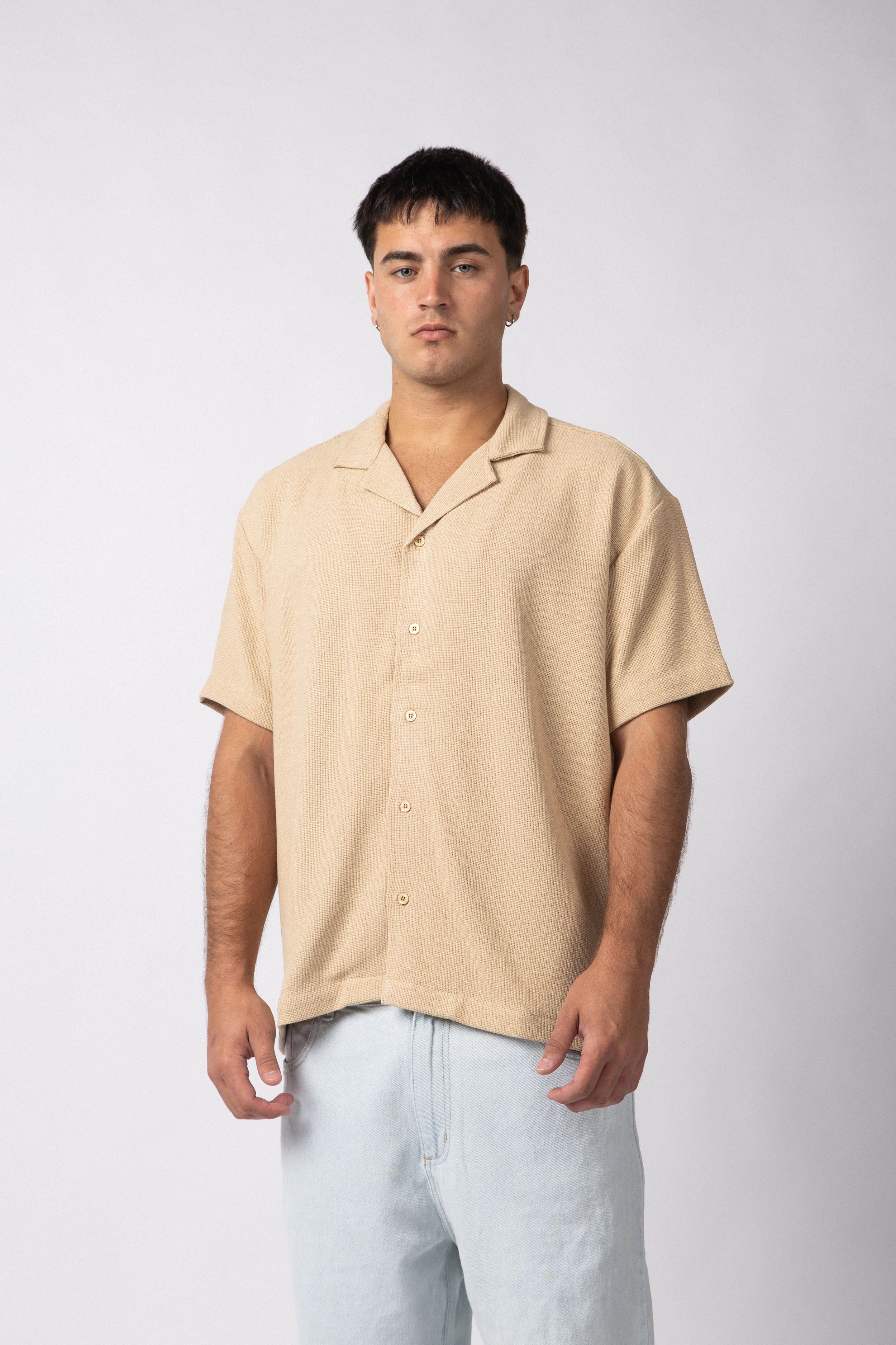 Camisa Manga Corta Lino Mont Arena