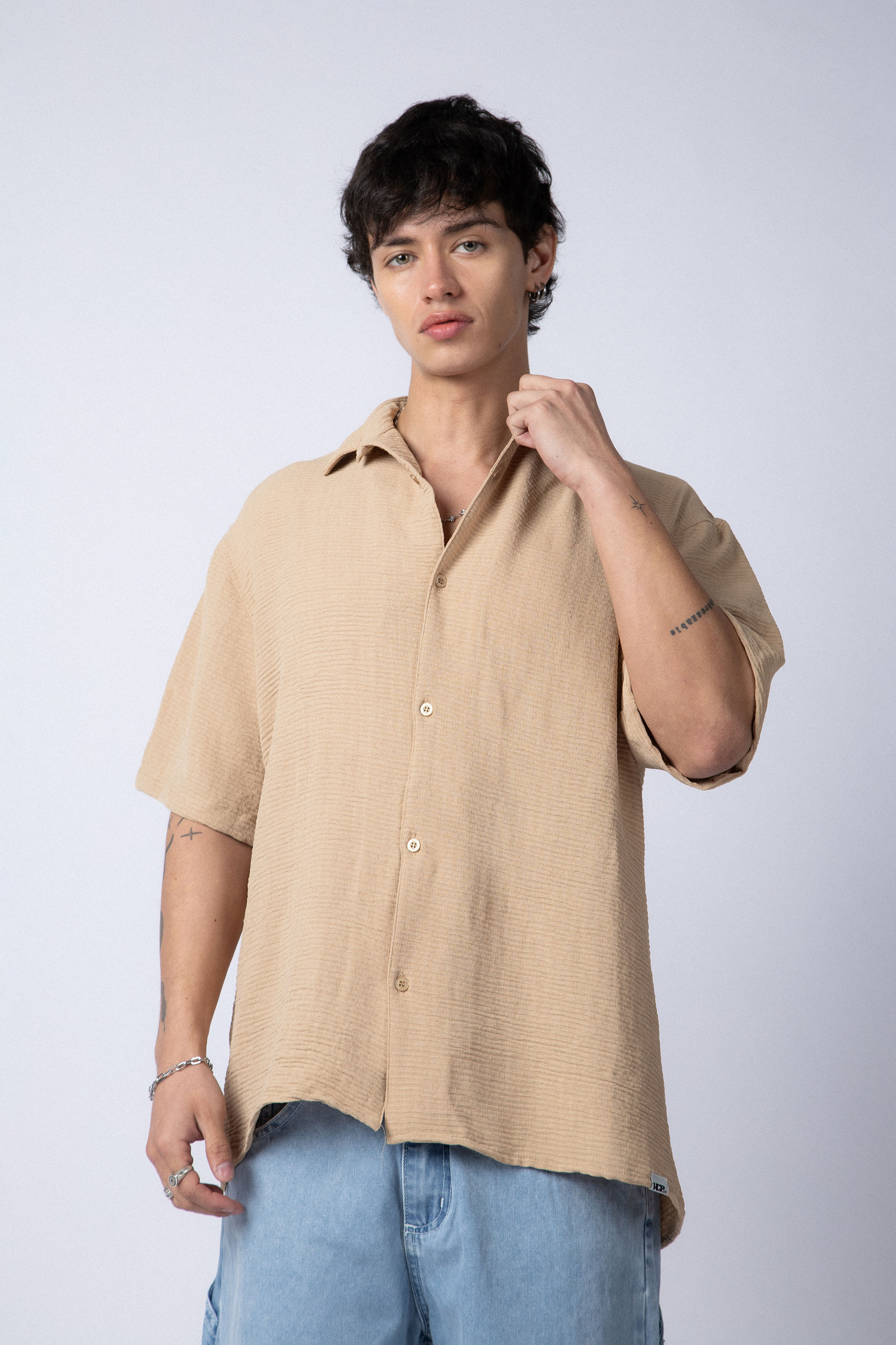 Camisa Manga Corta Made Beige