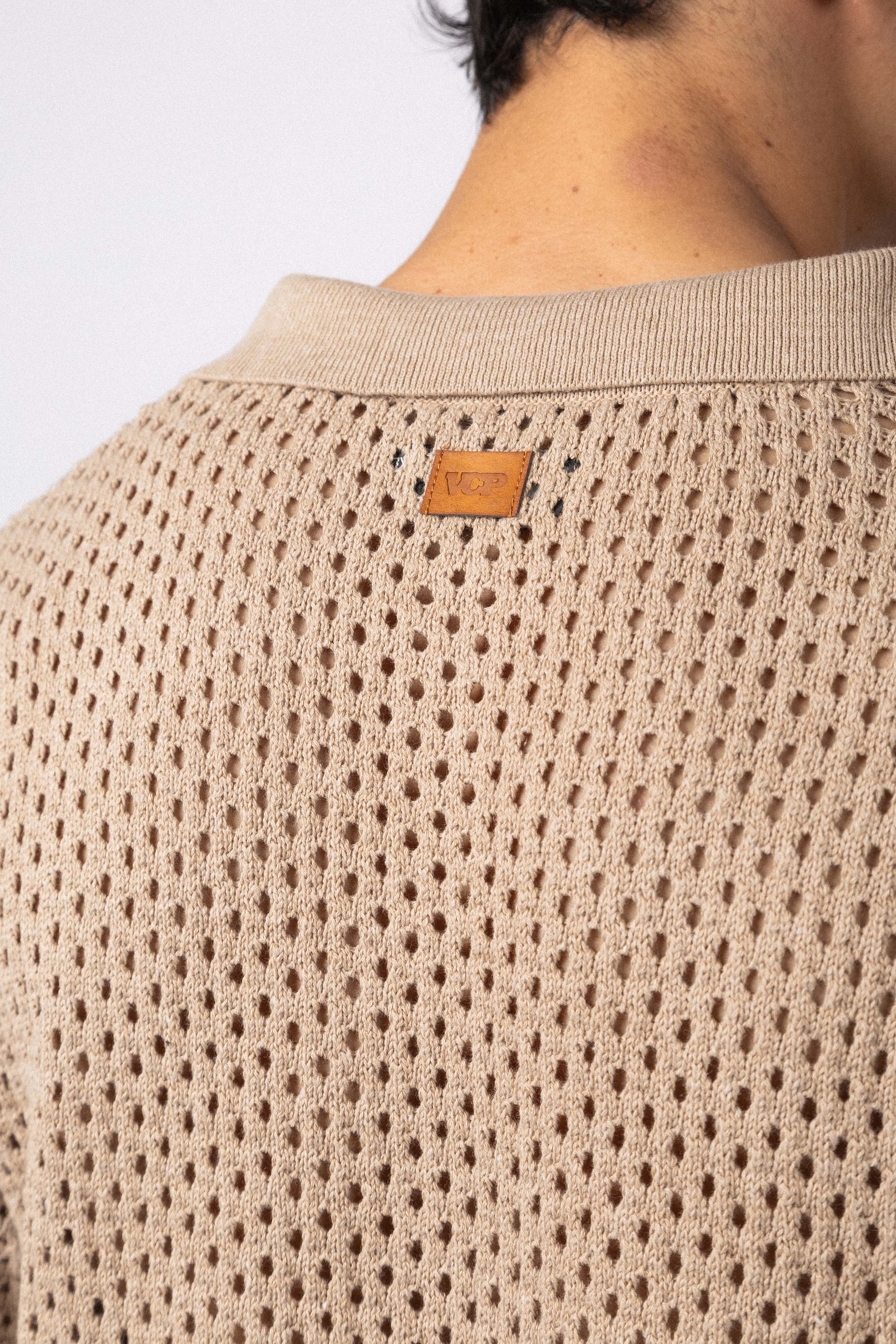 Camisa Manga Corta Tejida Lumen Beige