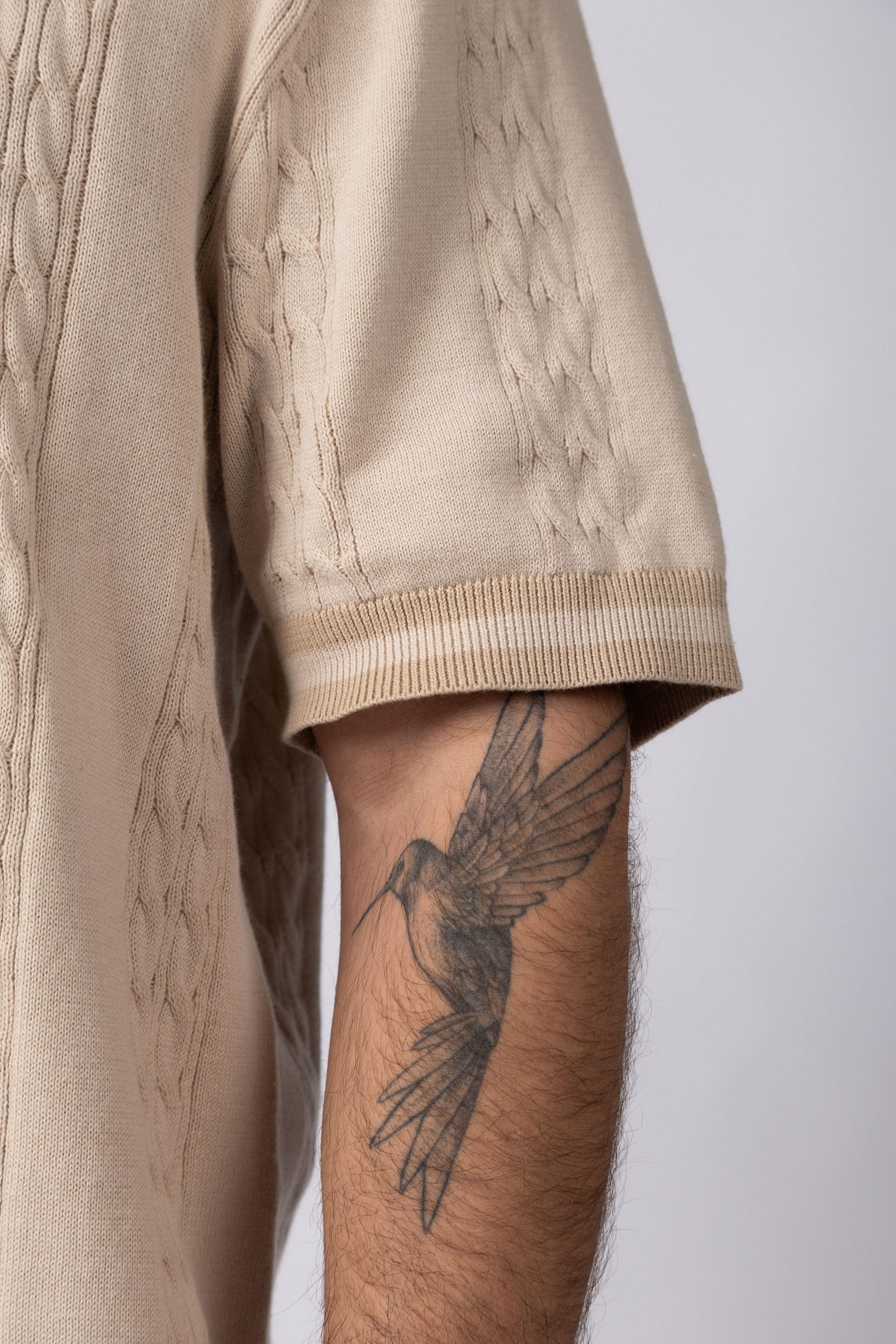 Camisa Manga Corta Tejida Mist Beige