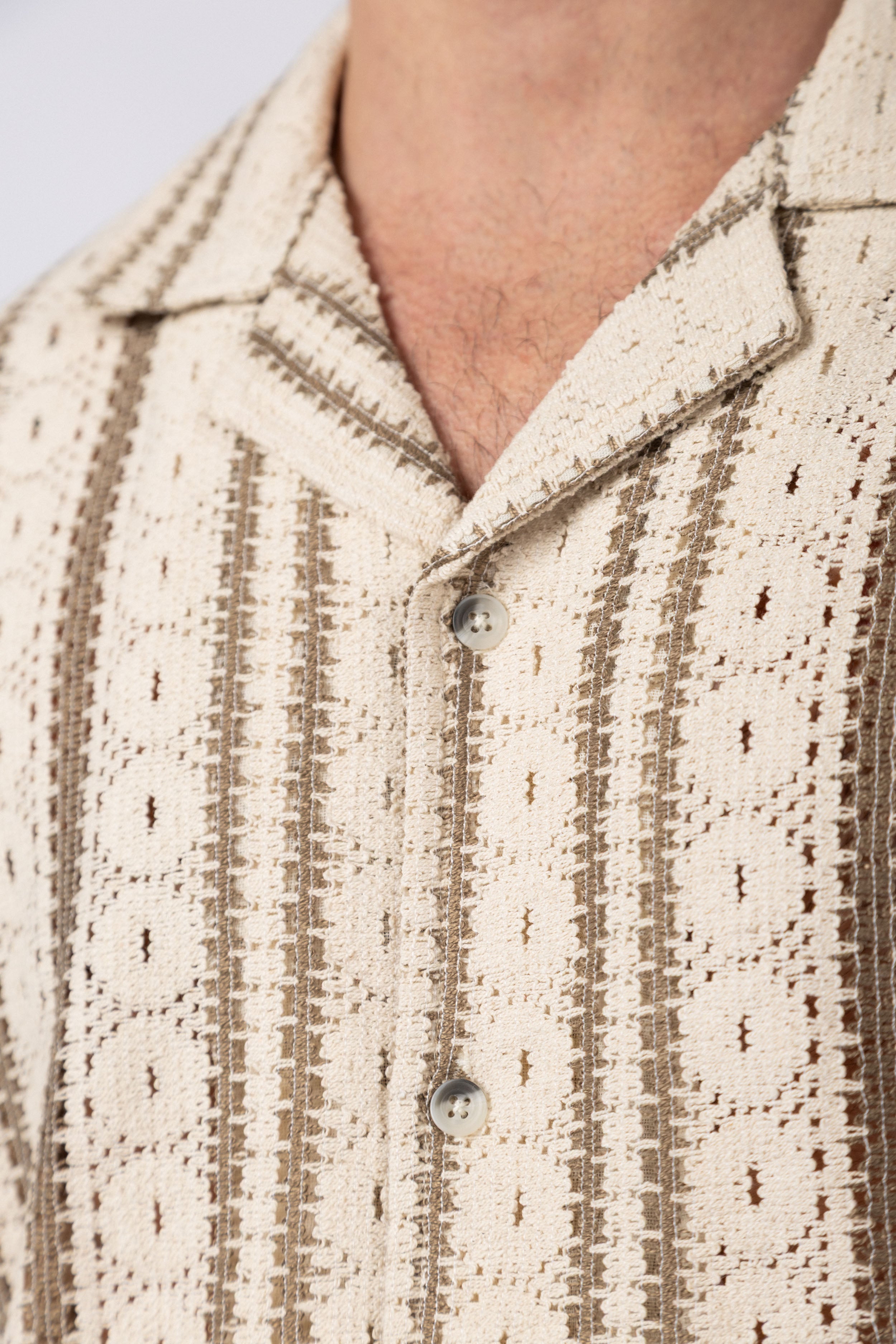 Camisa Manga Corta Crochet Steam Beige