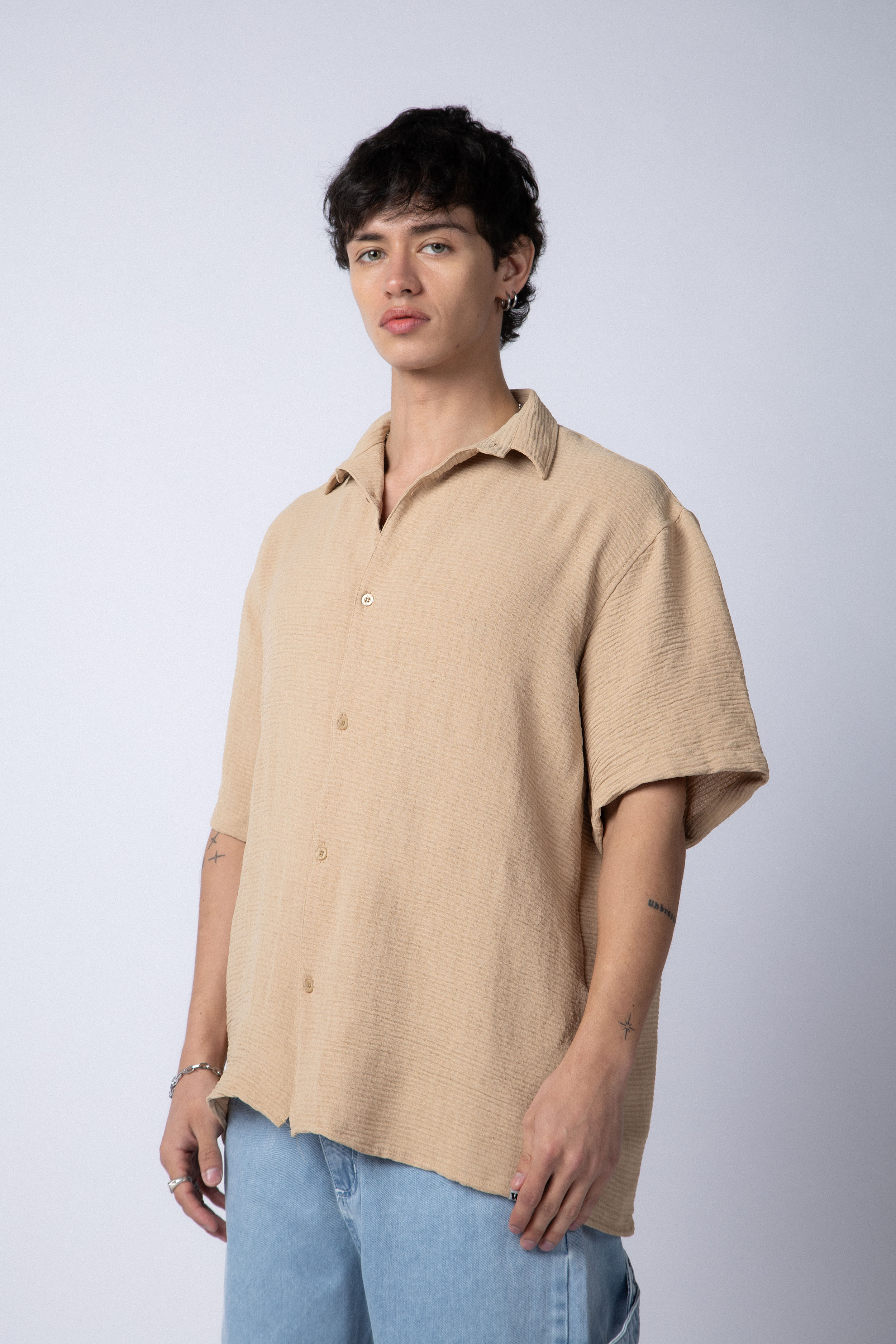 Camisa Manga Corta Made Beige