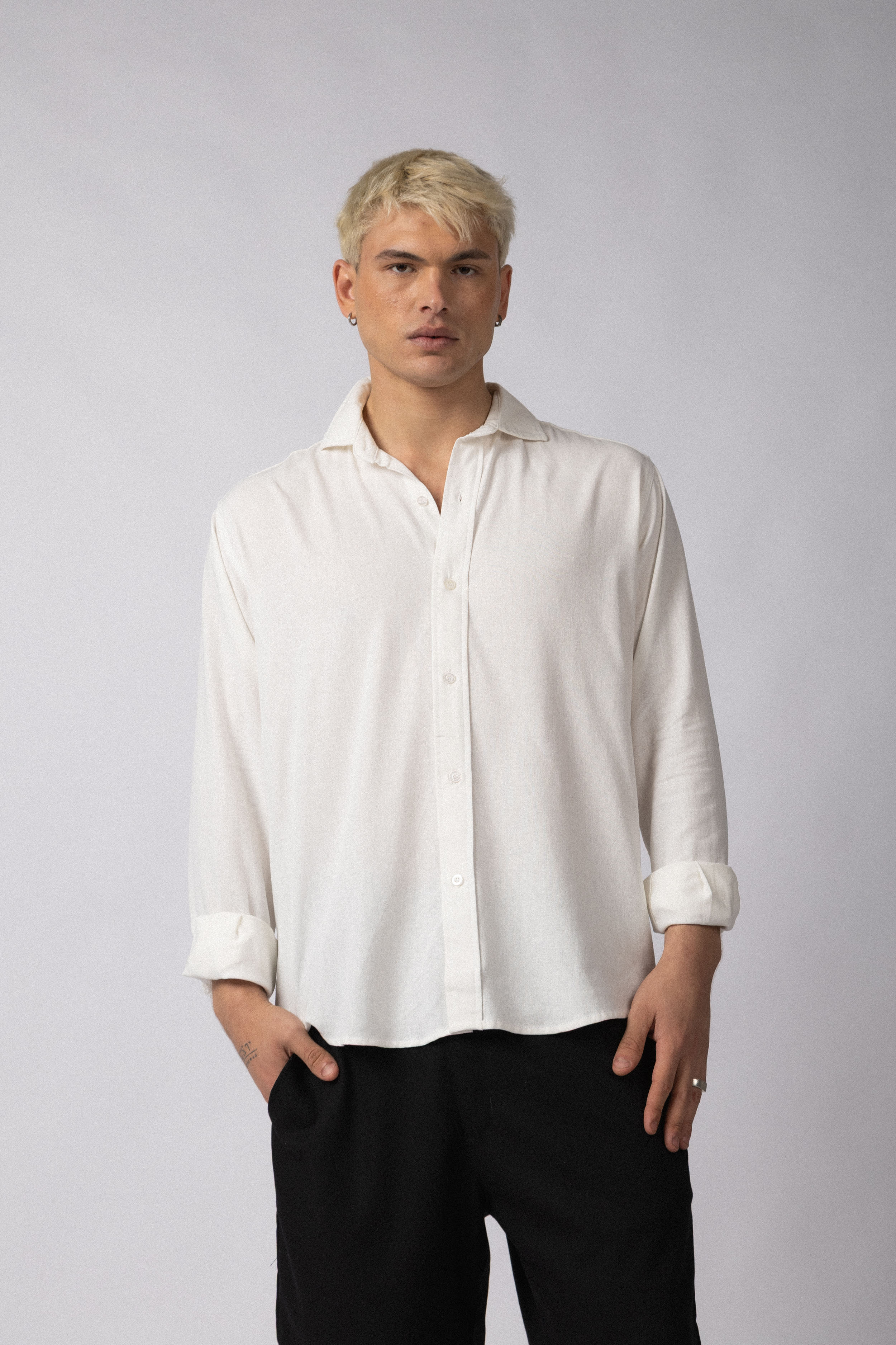 Camisa Manga Larga Lino Raze Blanca