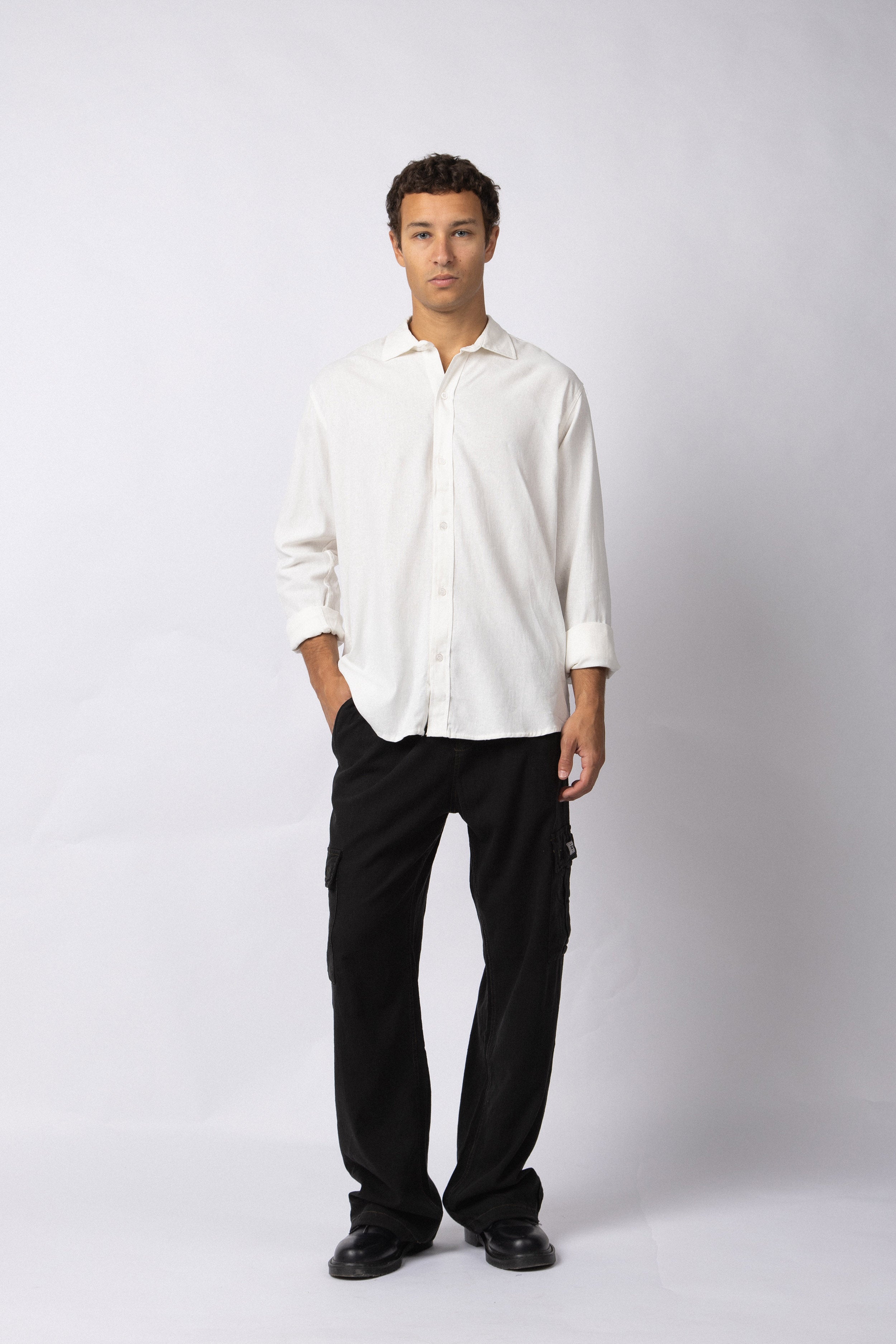 Camisa Manga Larga Lino Raze Blanca