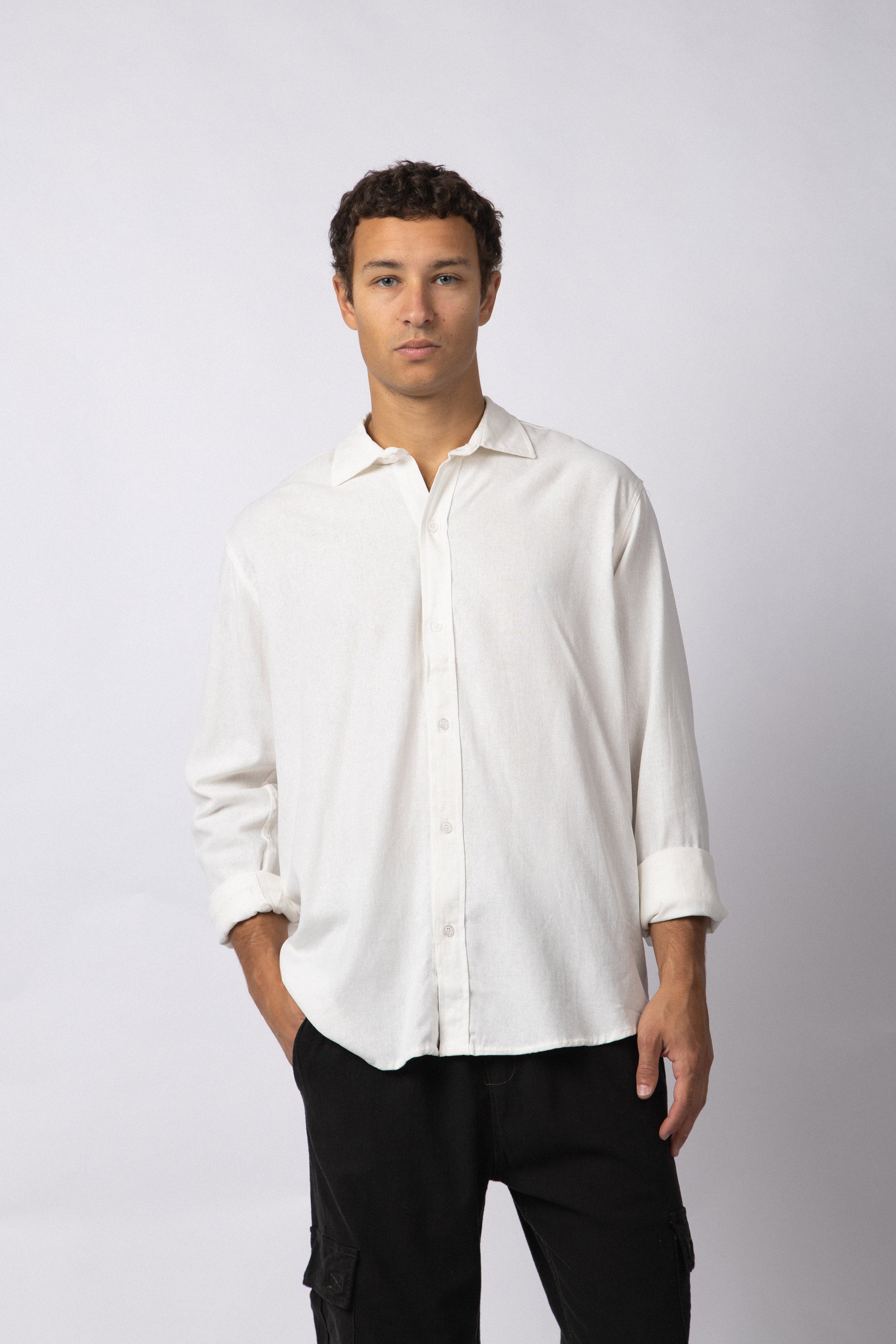 Camisa Manga Larga Lino Raze Blanca
