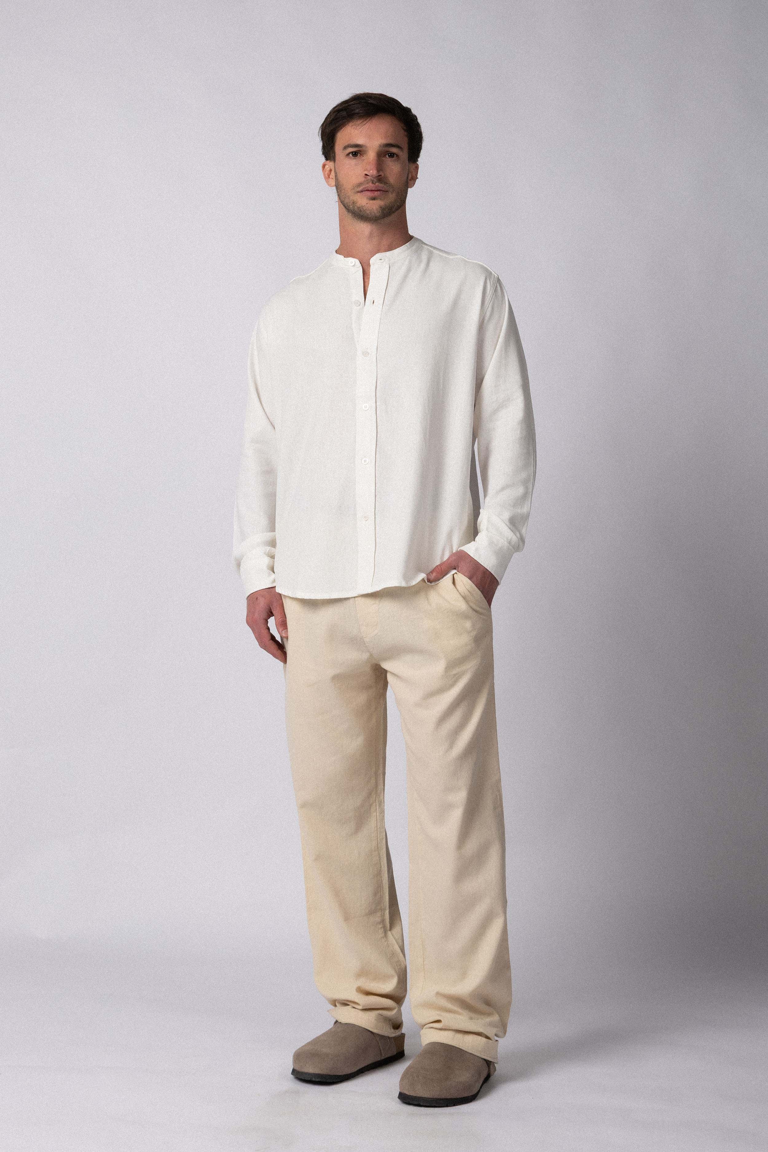 Camisa Manga Larga Mao Lino Deko Blanca