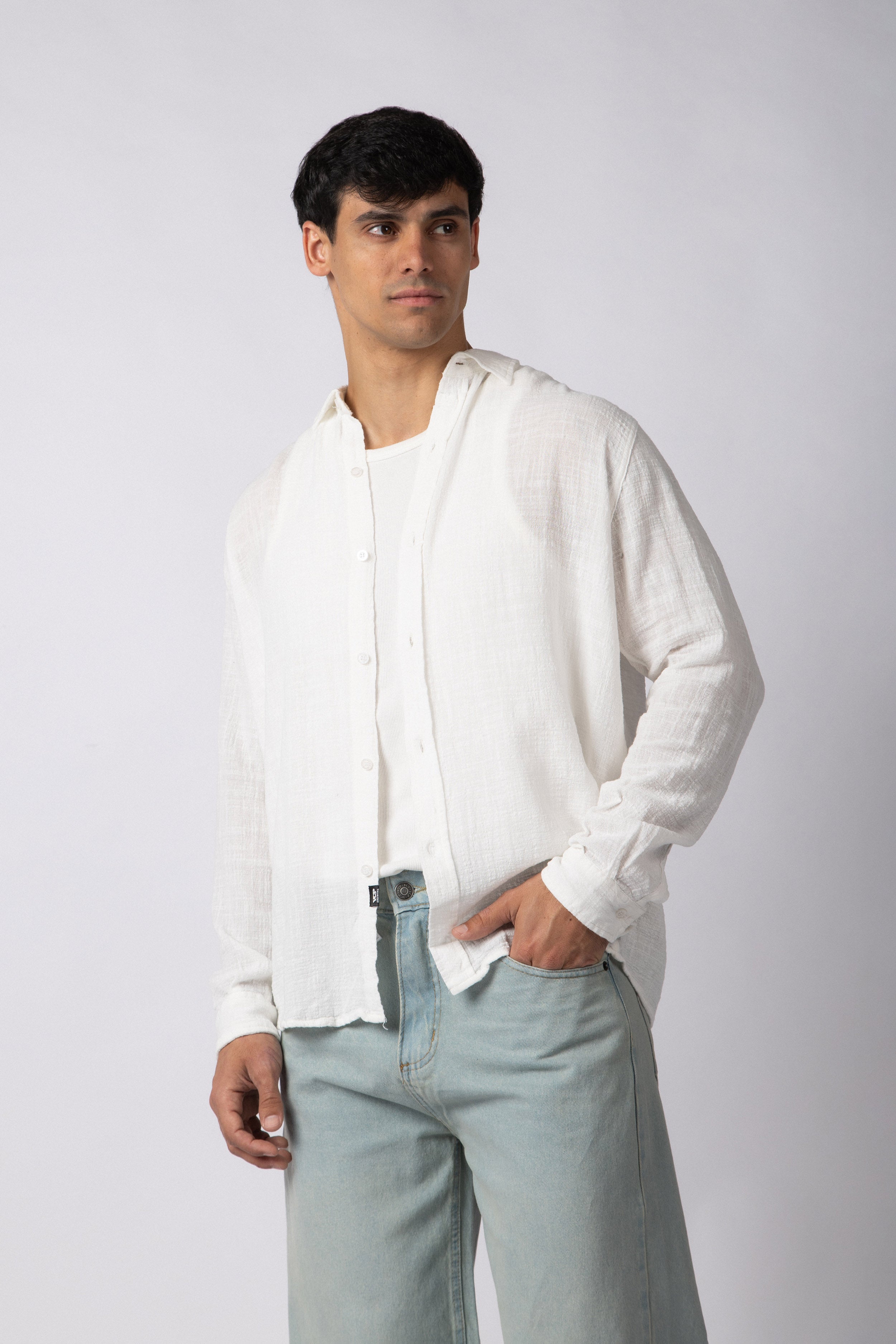 Camisa Manga Larga Lino Zen Blanca