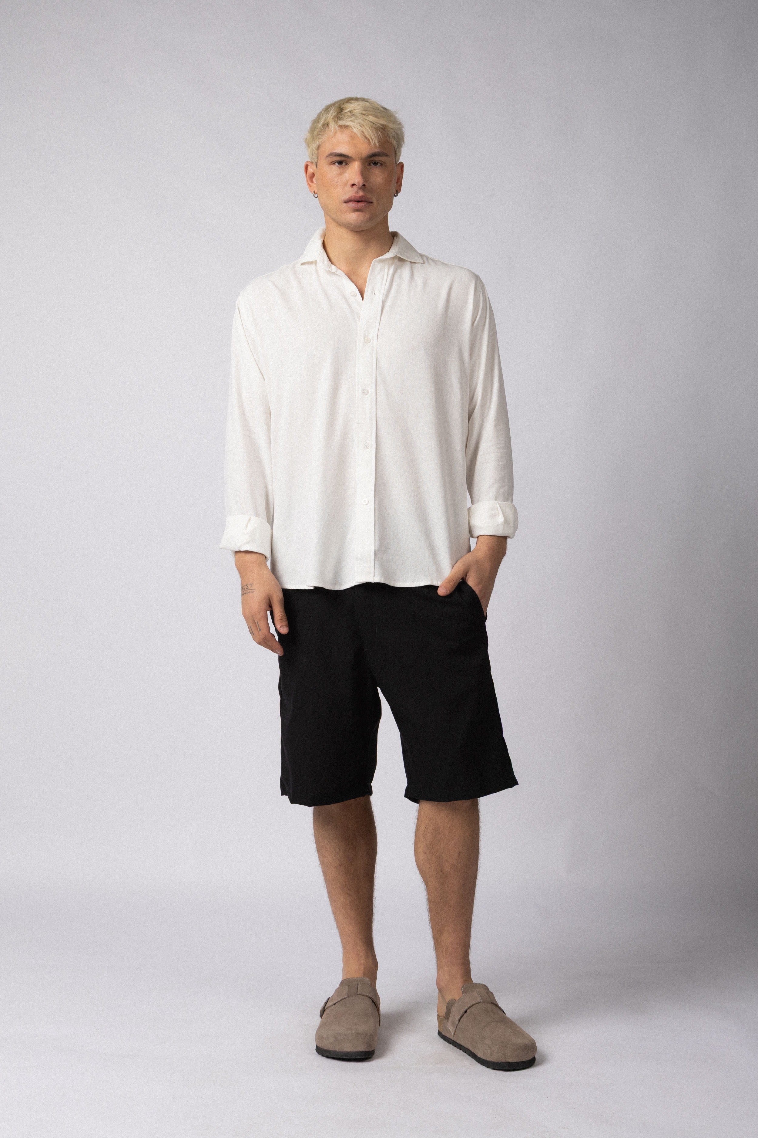 Camisa Manga Larga Lino Raze Blanca