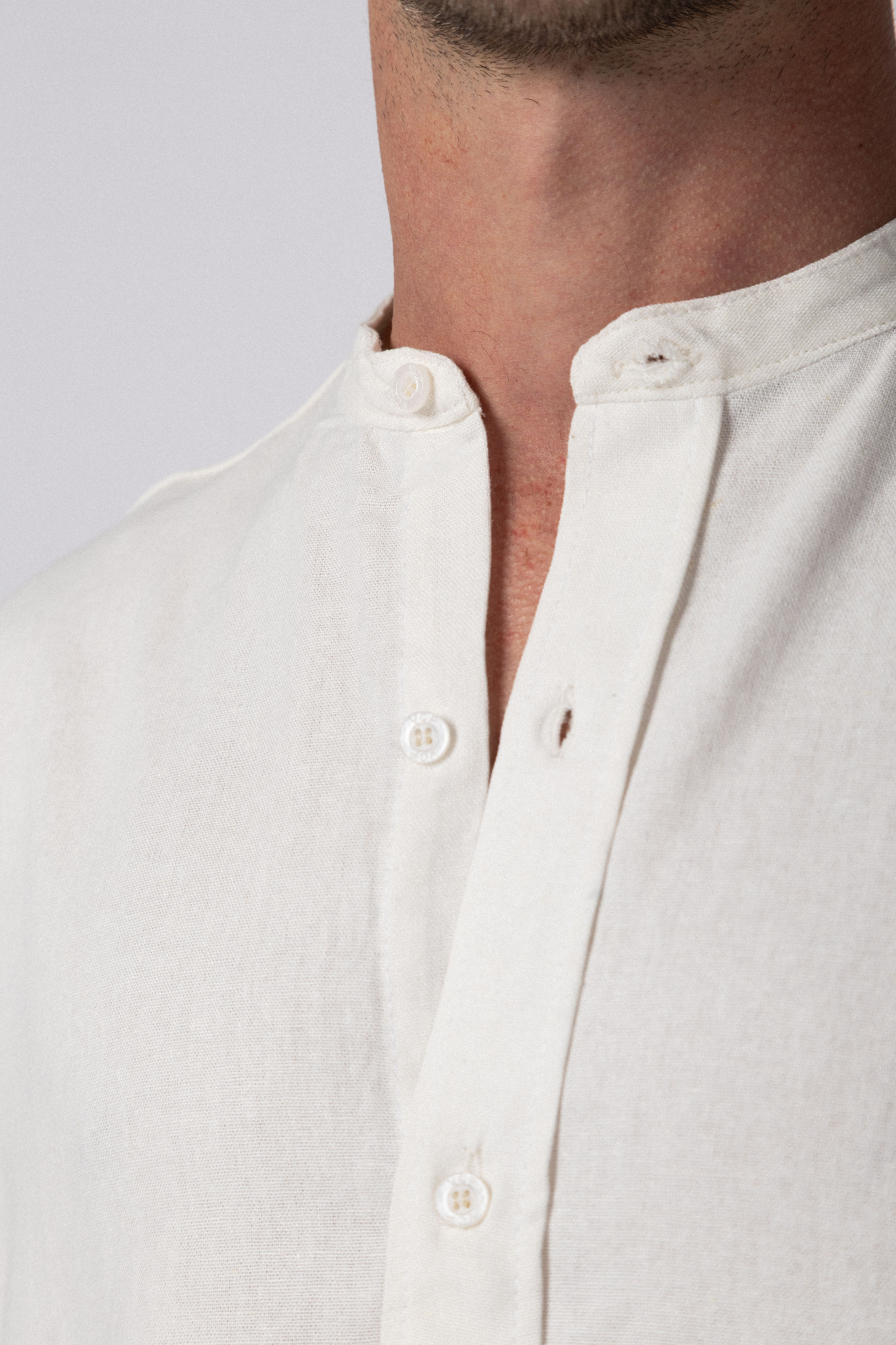 Camisa Manga Larga Mao Lino Deko Blanca