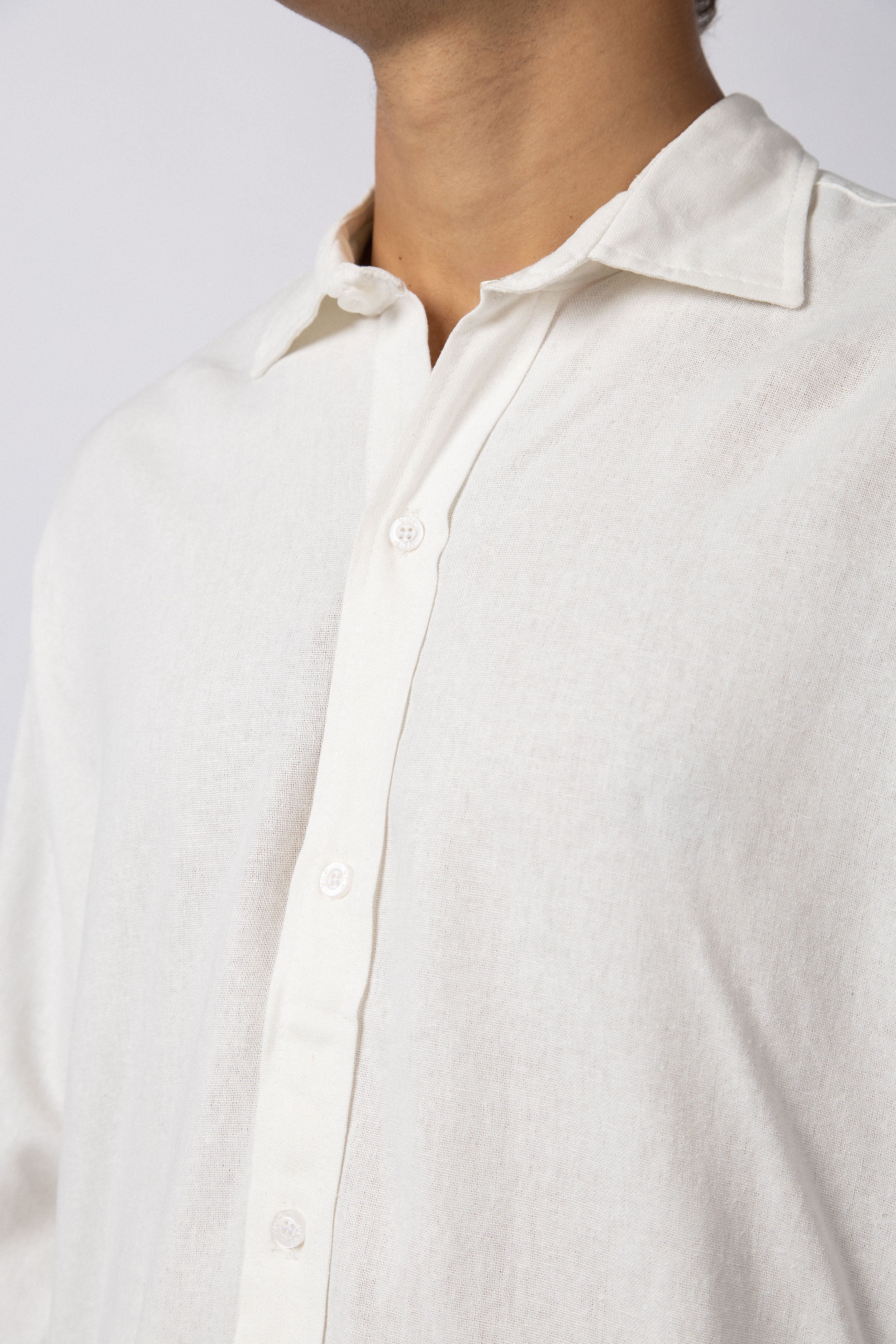 Camisa Manga Larga Lino Raze Blanca