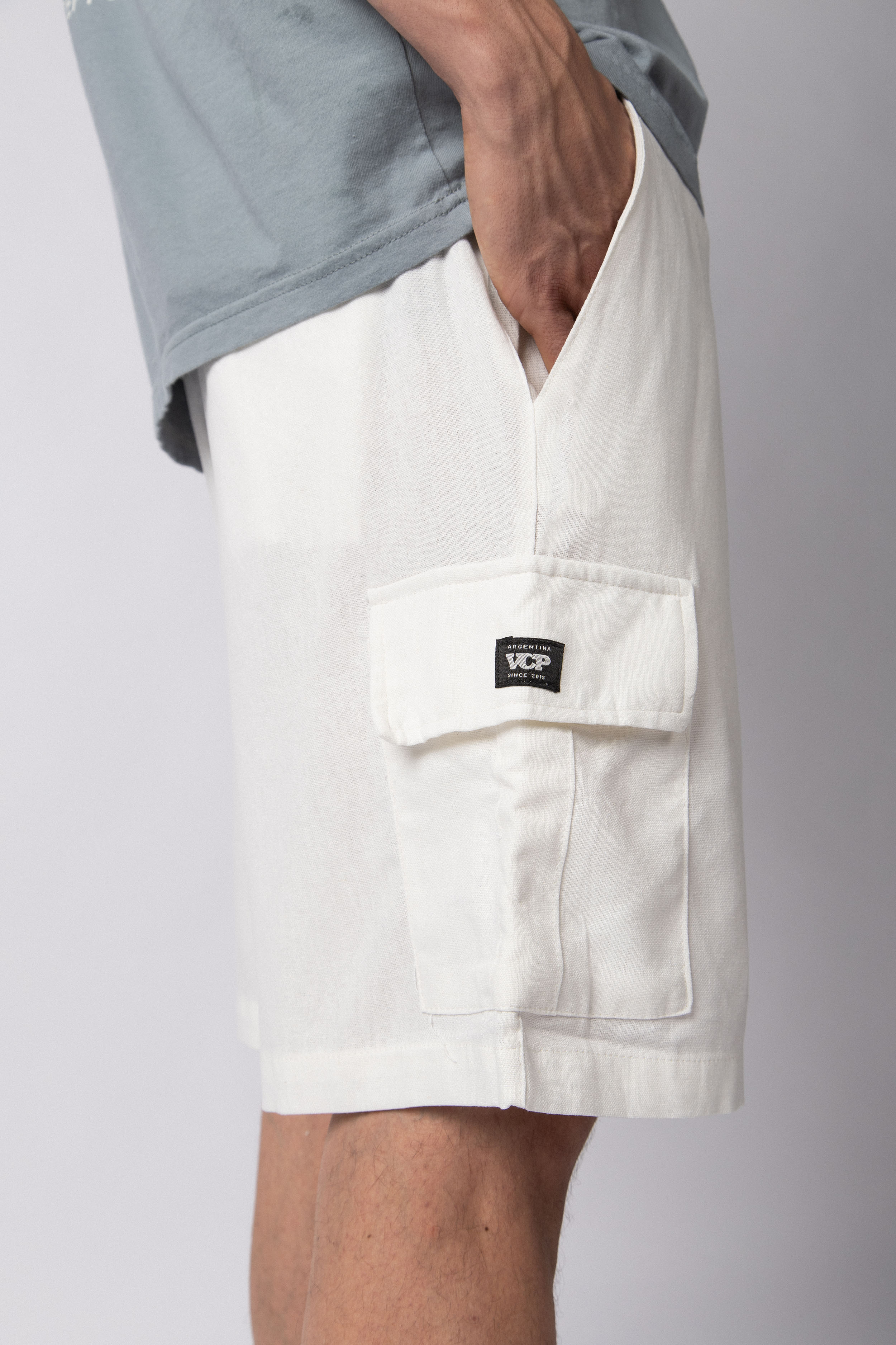 Bermuda Lino Cargo Yuno Blanca