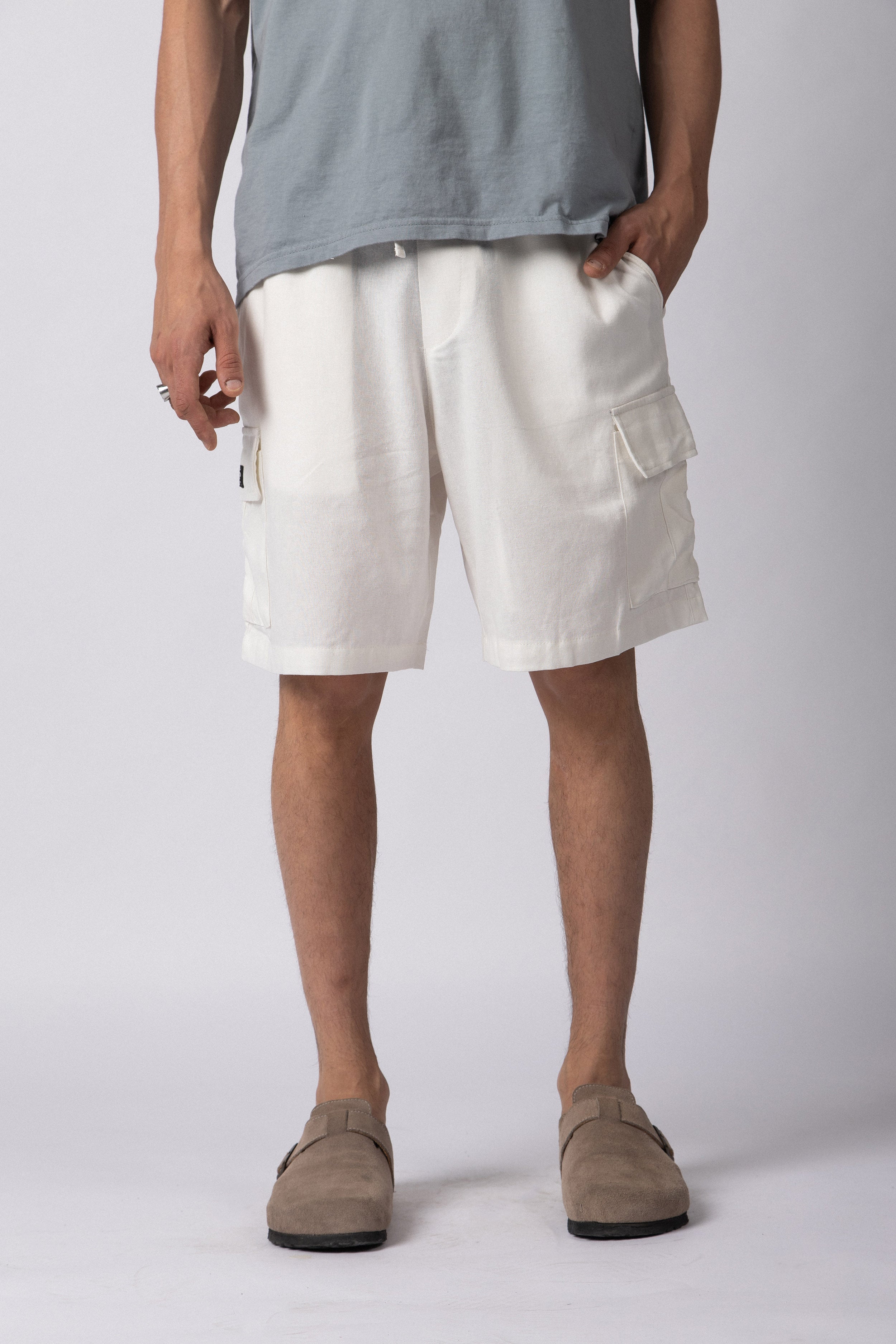 Bermuda Lino Cargo Yuno Blanca