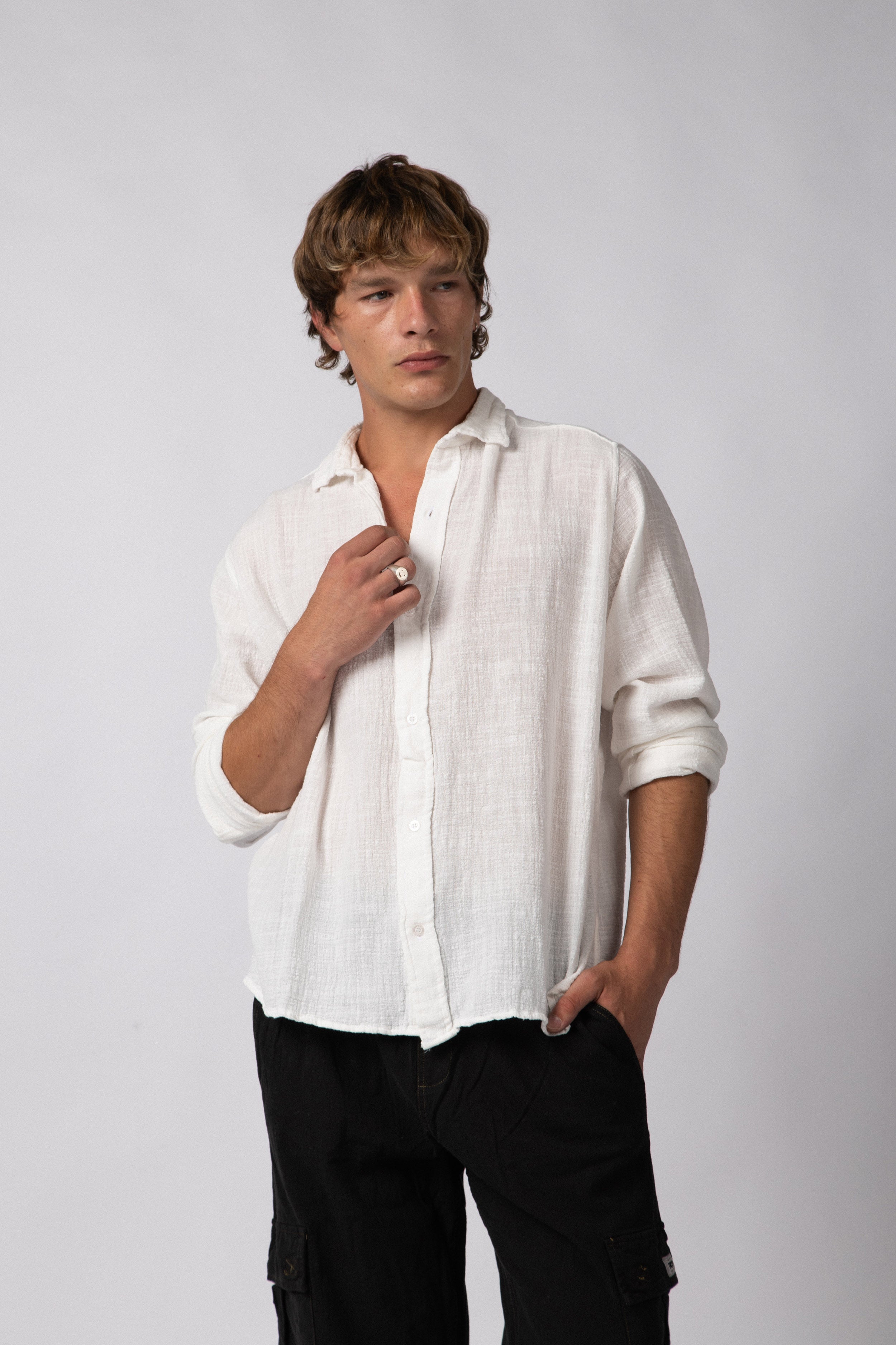 Camisa Manga Larga Lino Zen Blanca