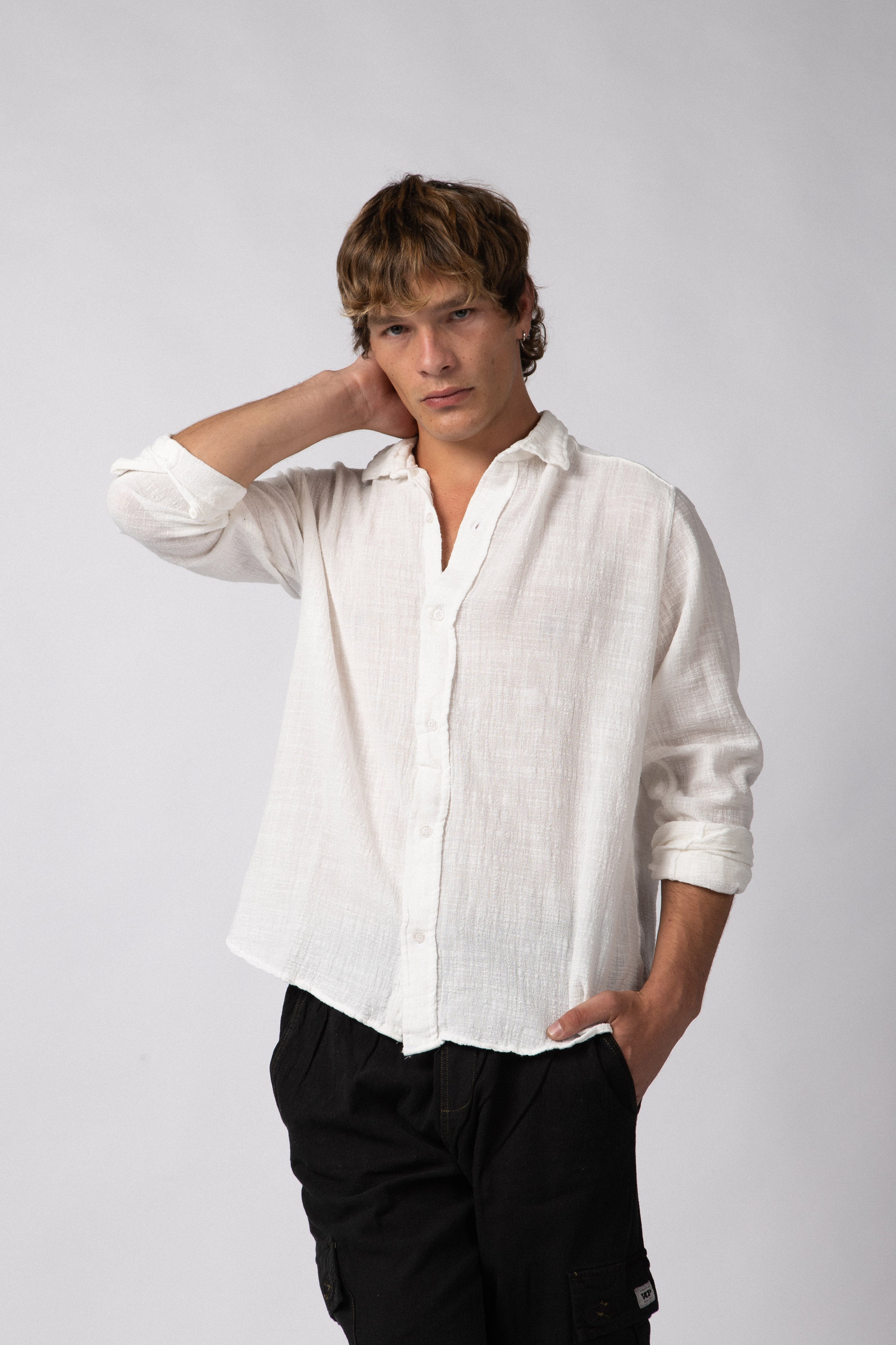 Camisa Manga Larga Lino Zen Blanca
