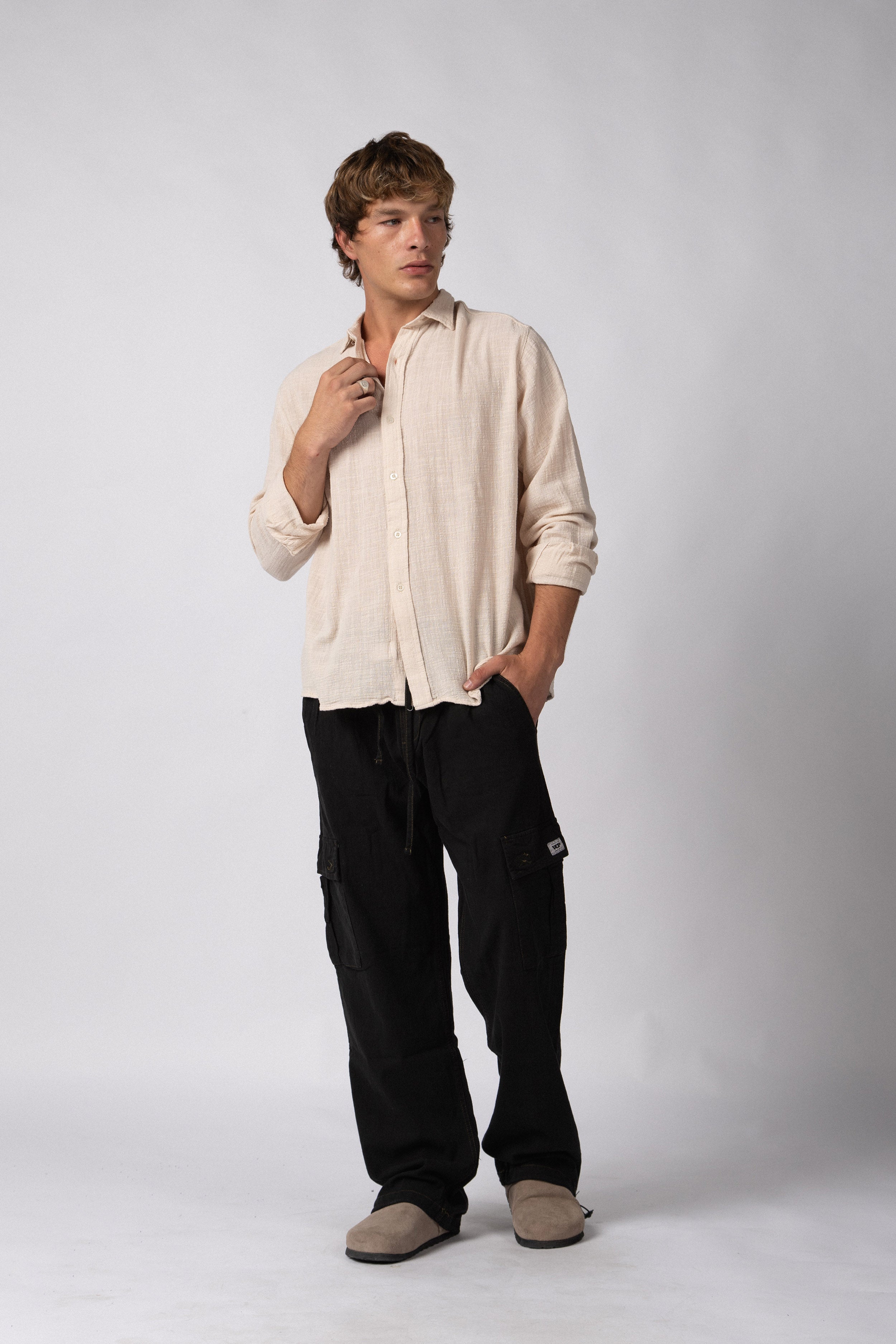 Camisa Manga Larga Lino Zen Crudo