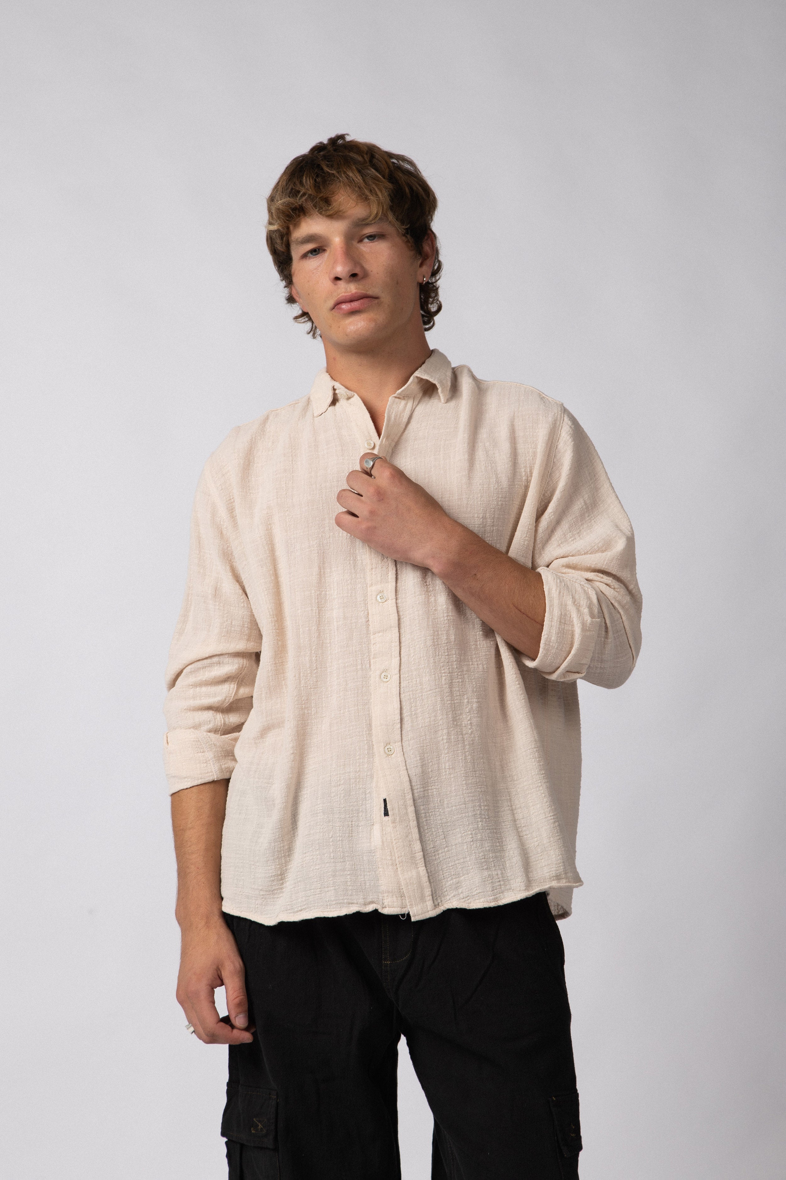 Camisa Manga Larga Lino Zen Crudo