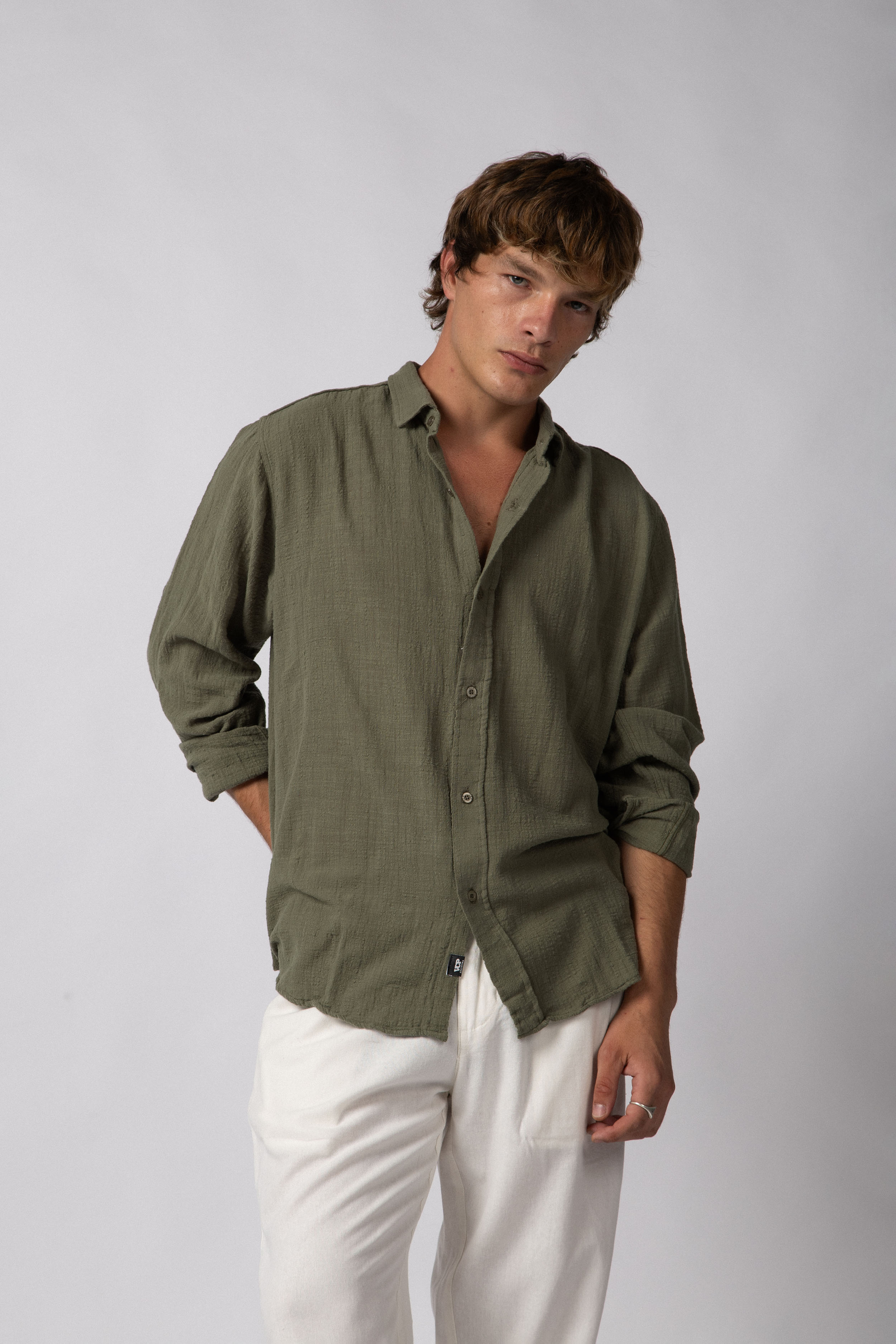 Camisa Manga Larga Lino Zen Militar