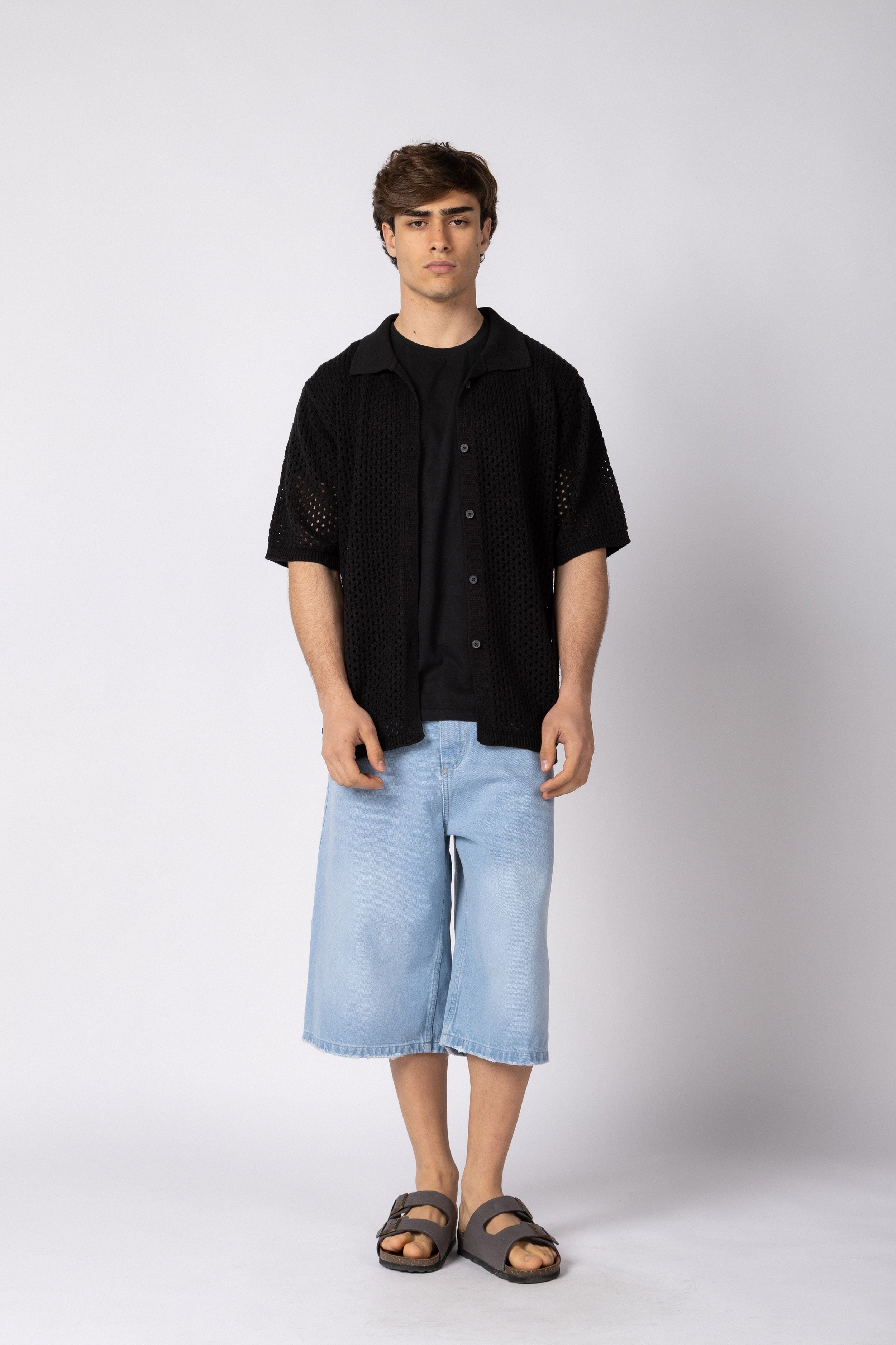 Camisa Manga Corta Tejida Lumen Negra