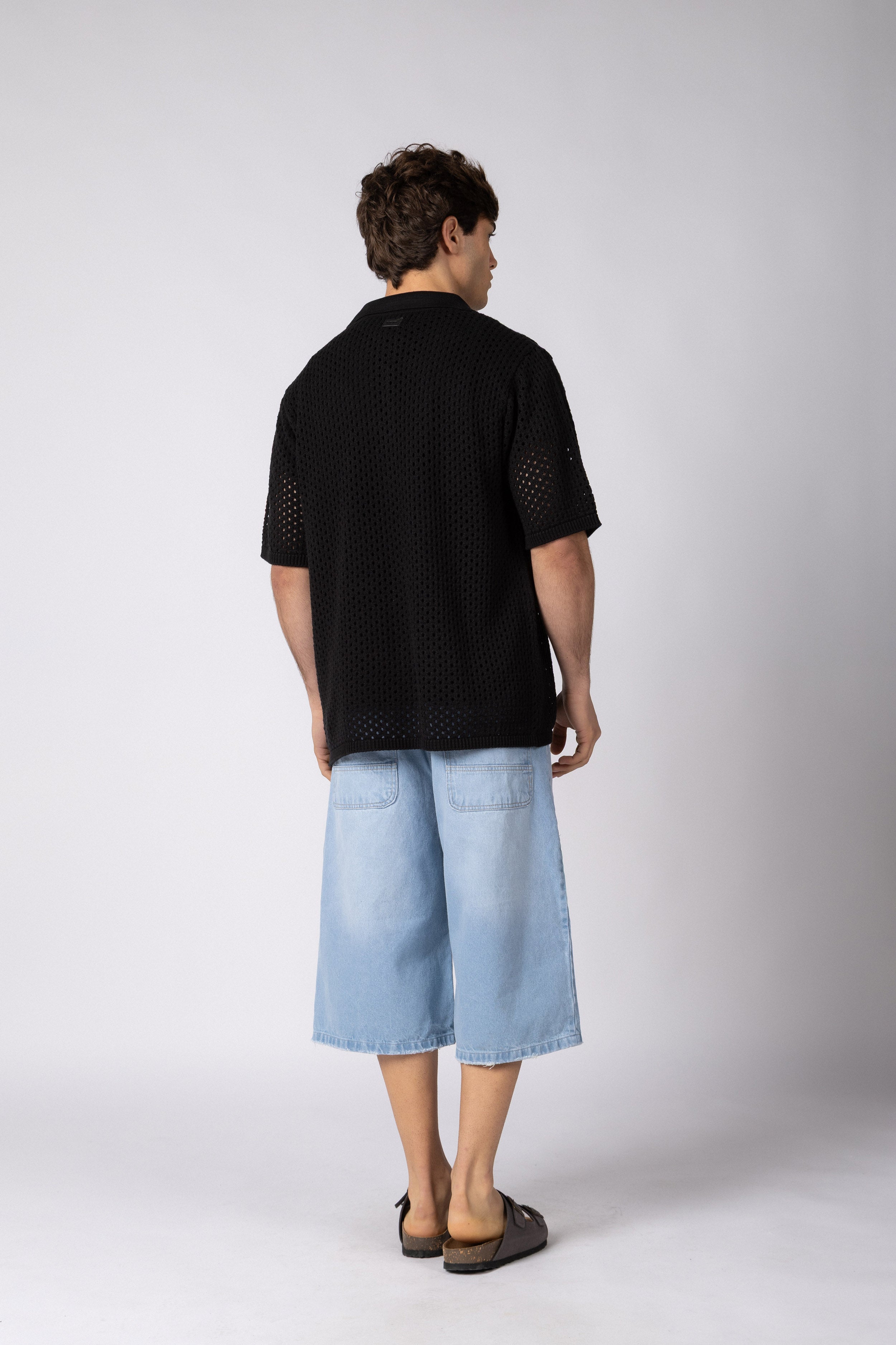 Camisa Manga Corta Tejida Lumen Negra