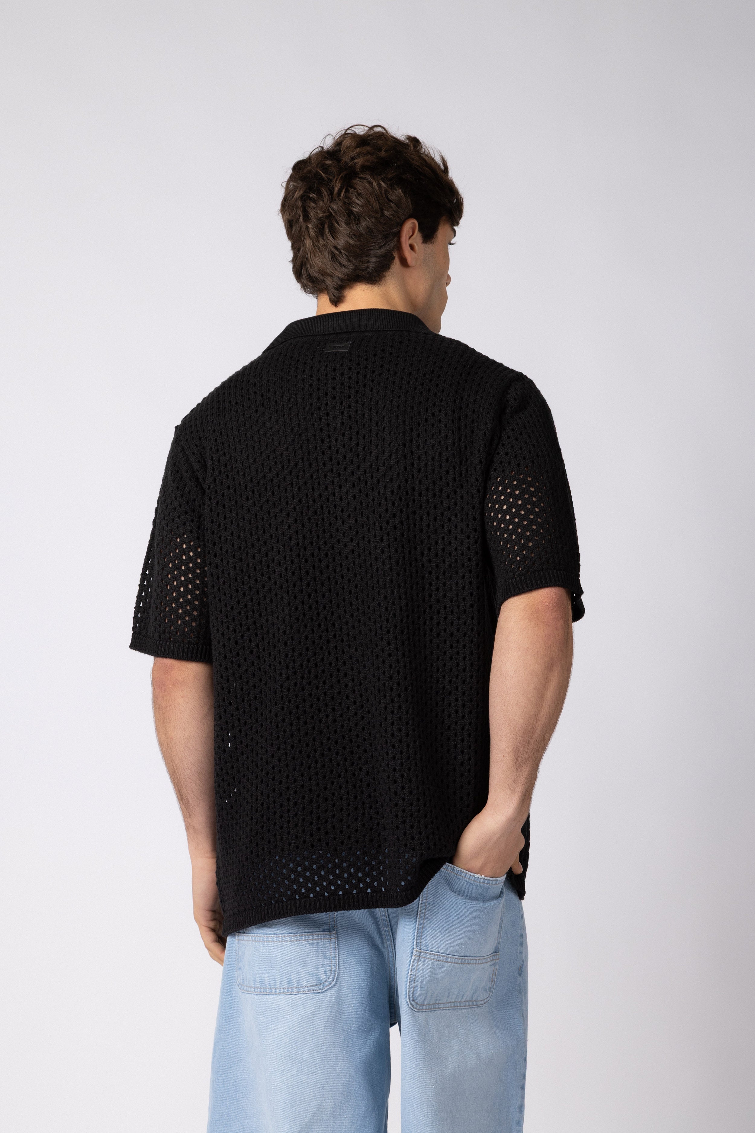 Camisa Manga Corta Tejida Lumen Negra