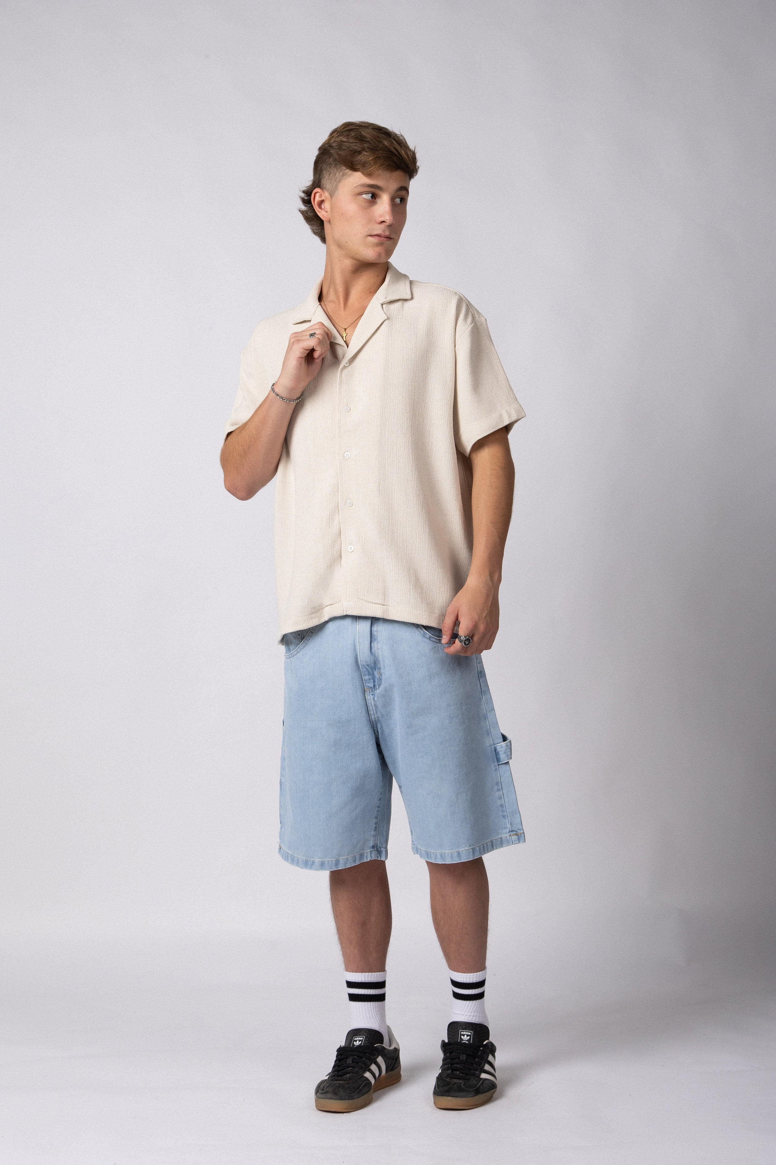 Camisa Manga Corta Lino Mont Crudo