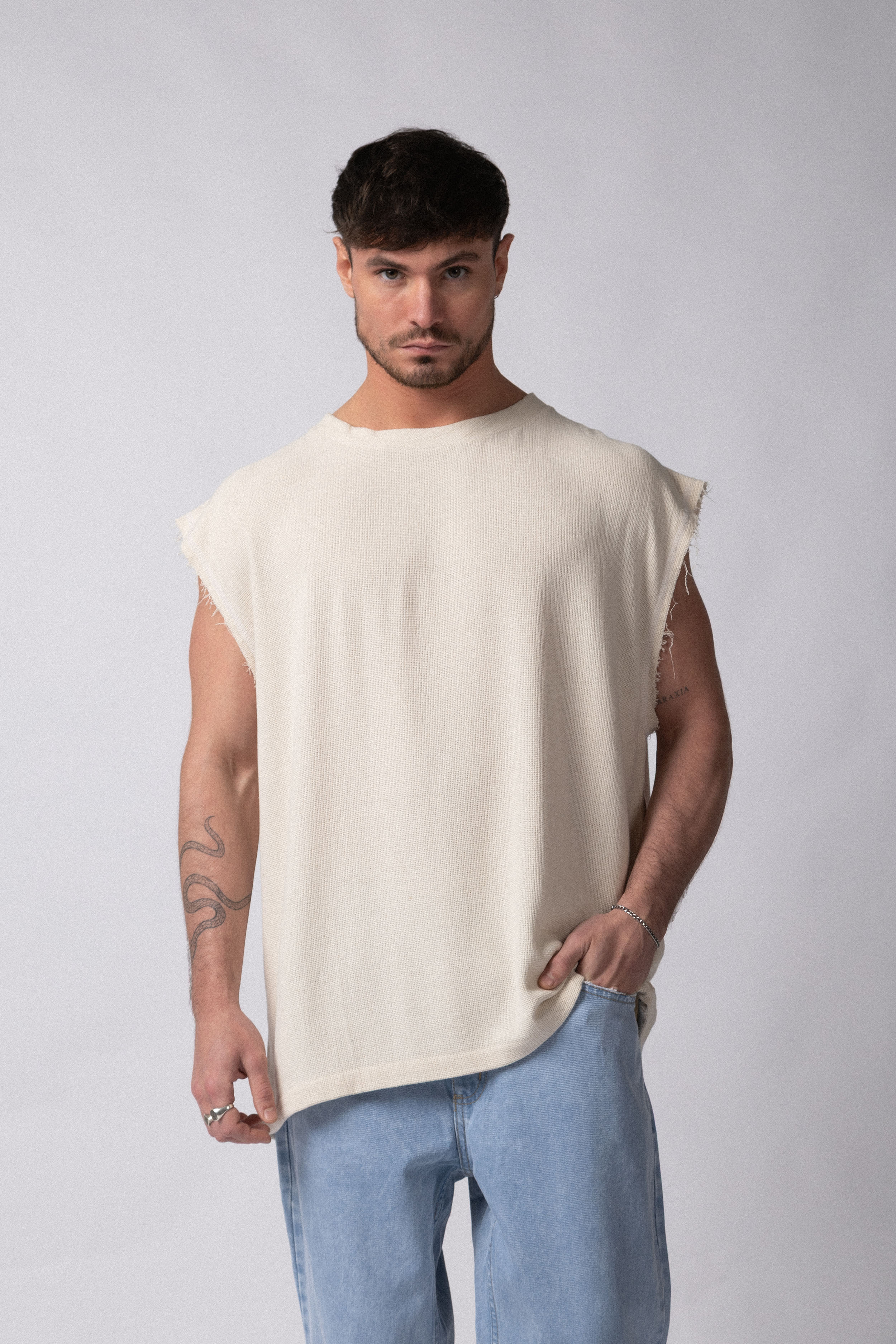 Musculosa Sudadera Tejida Dandy Crudo