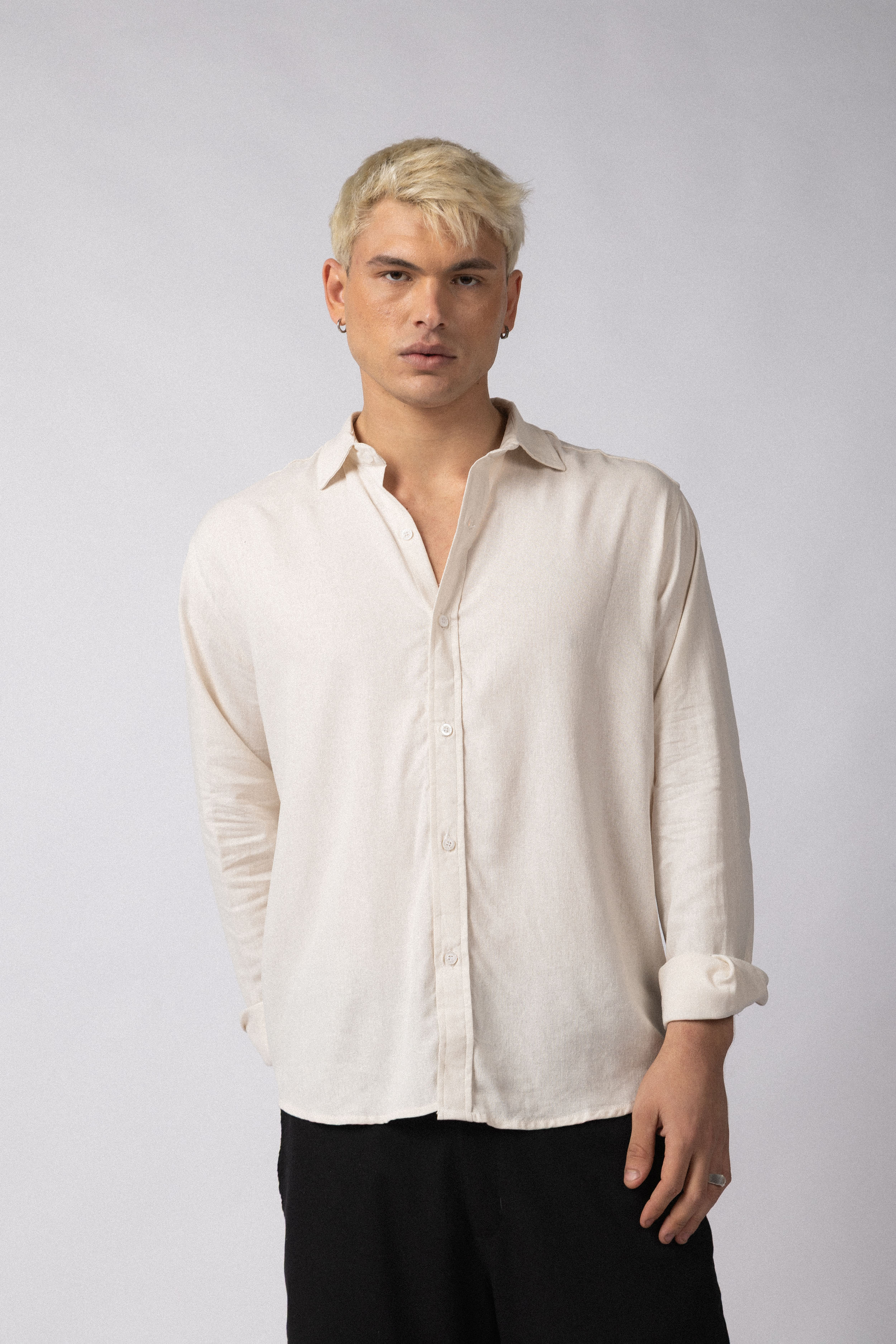 Camisa Manga Larga Lino Raze Crudo