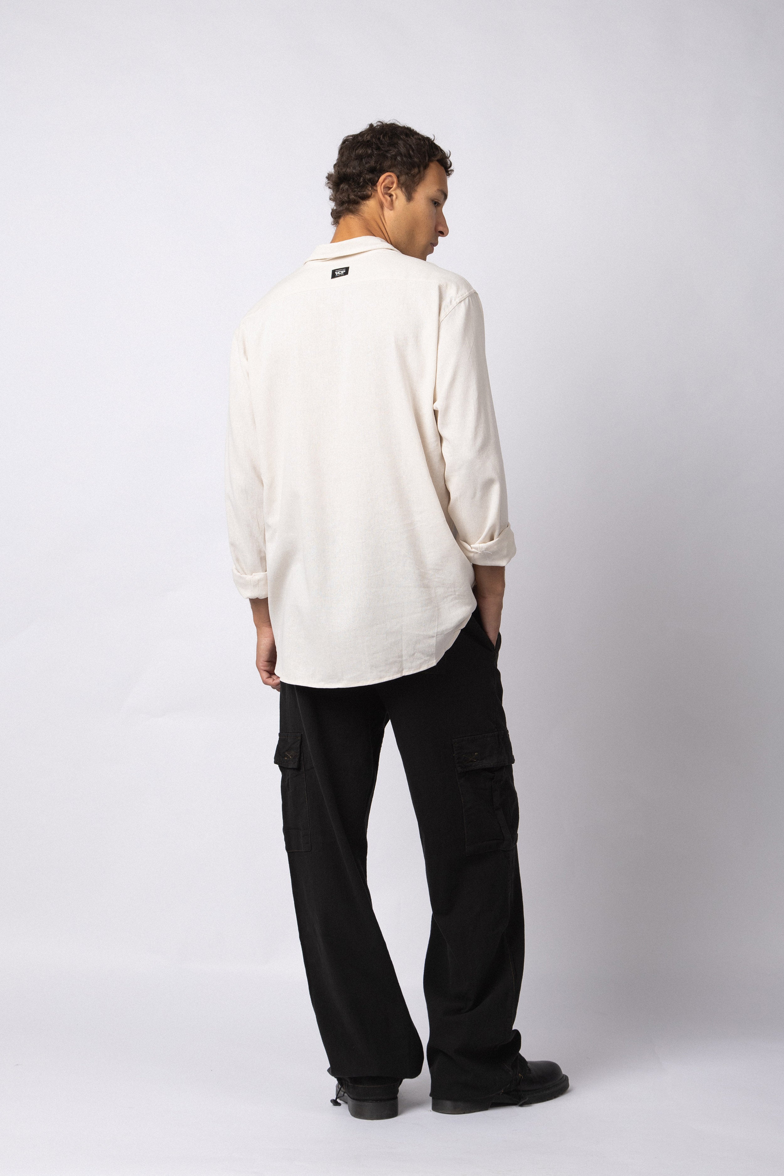 Camisa Manga Larga Lino Raze Crudo