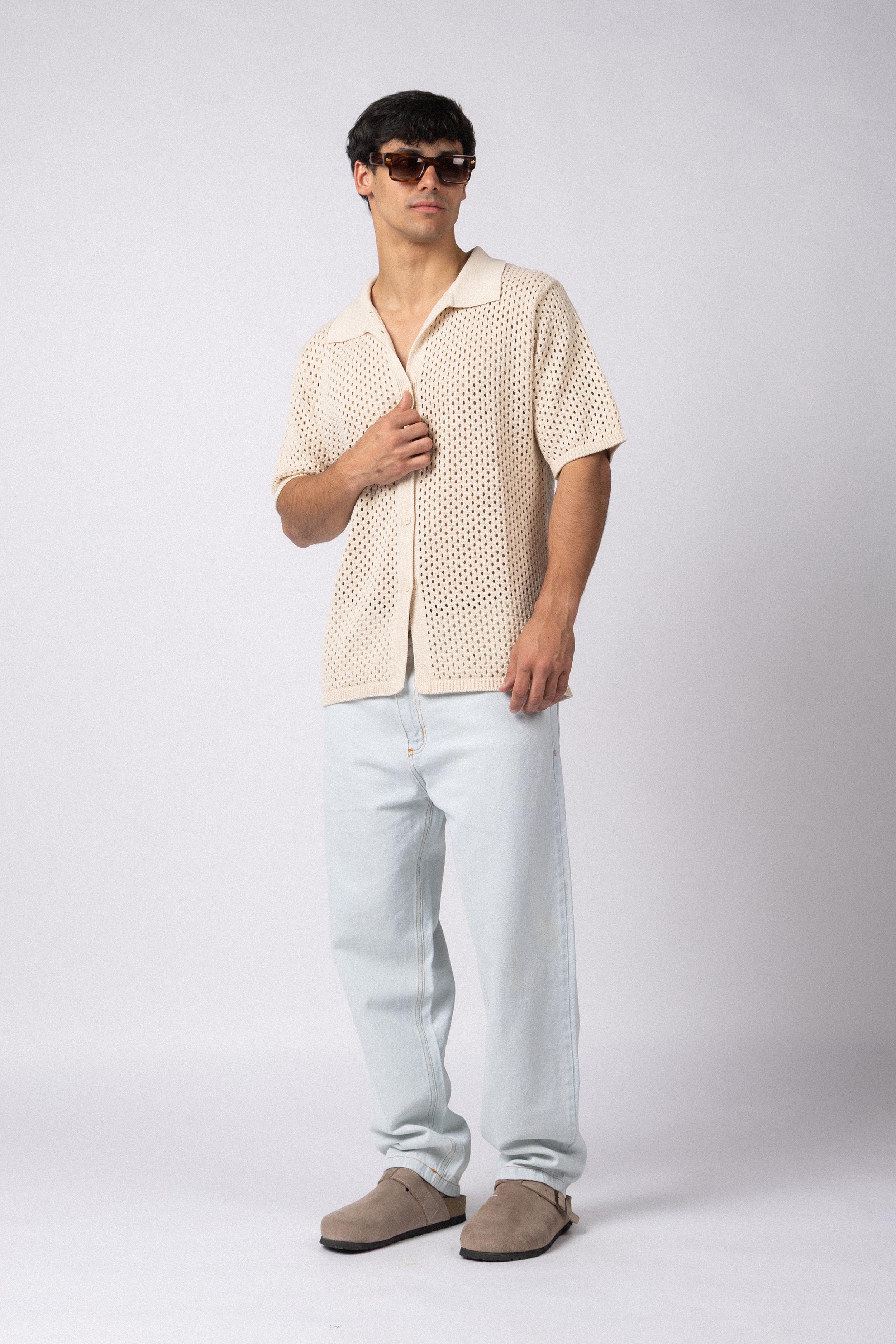 Camisa Manga Corta Tejida Lumen Crudo