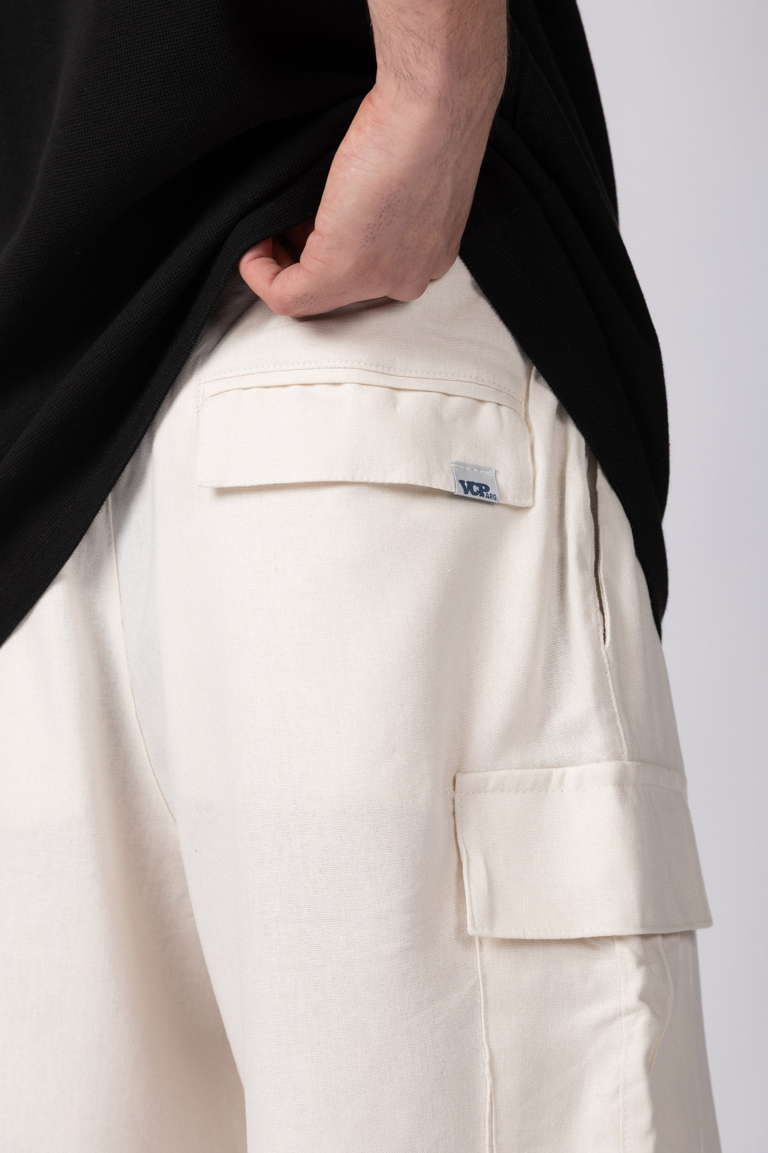 Bermuda Lino Cargo Zuma Crudo