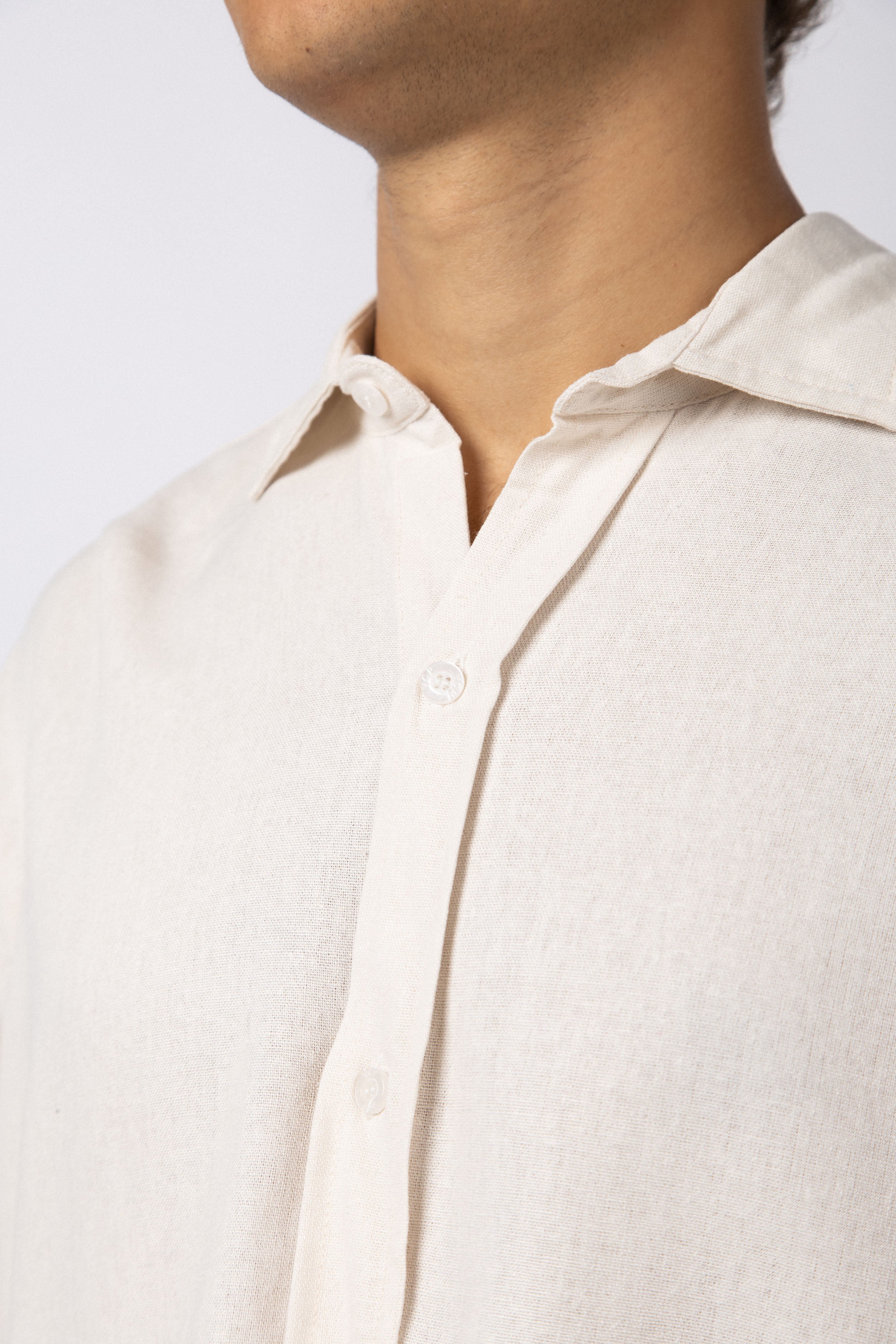 Camisa Manga Larga Lino Raze Crudo