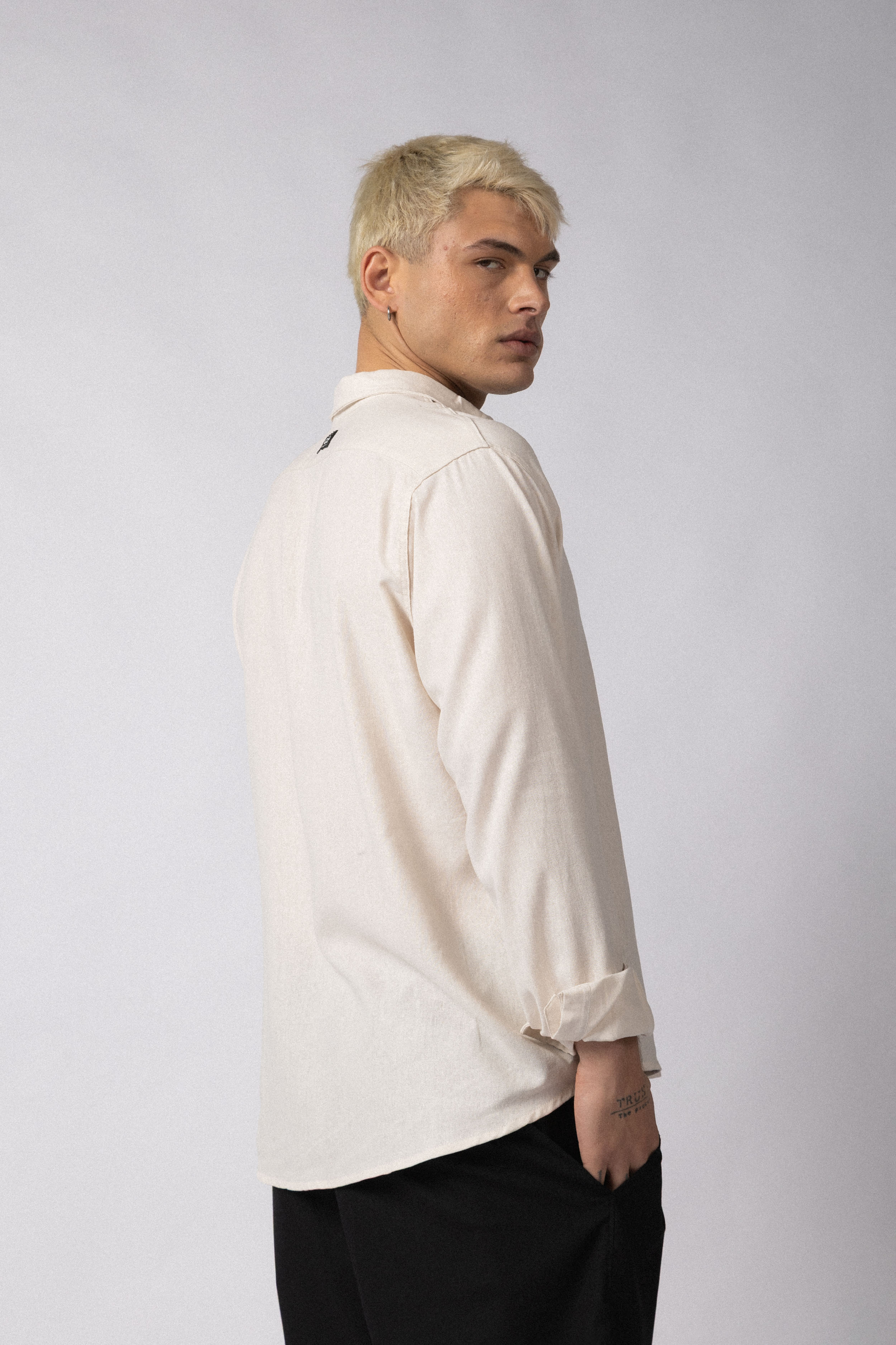 Camisa Manga Larga Lino Raze Crudo
