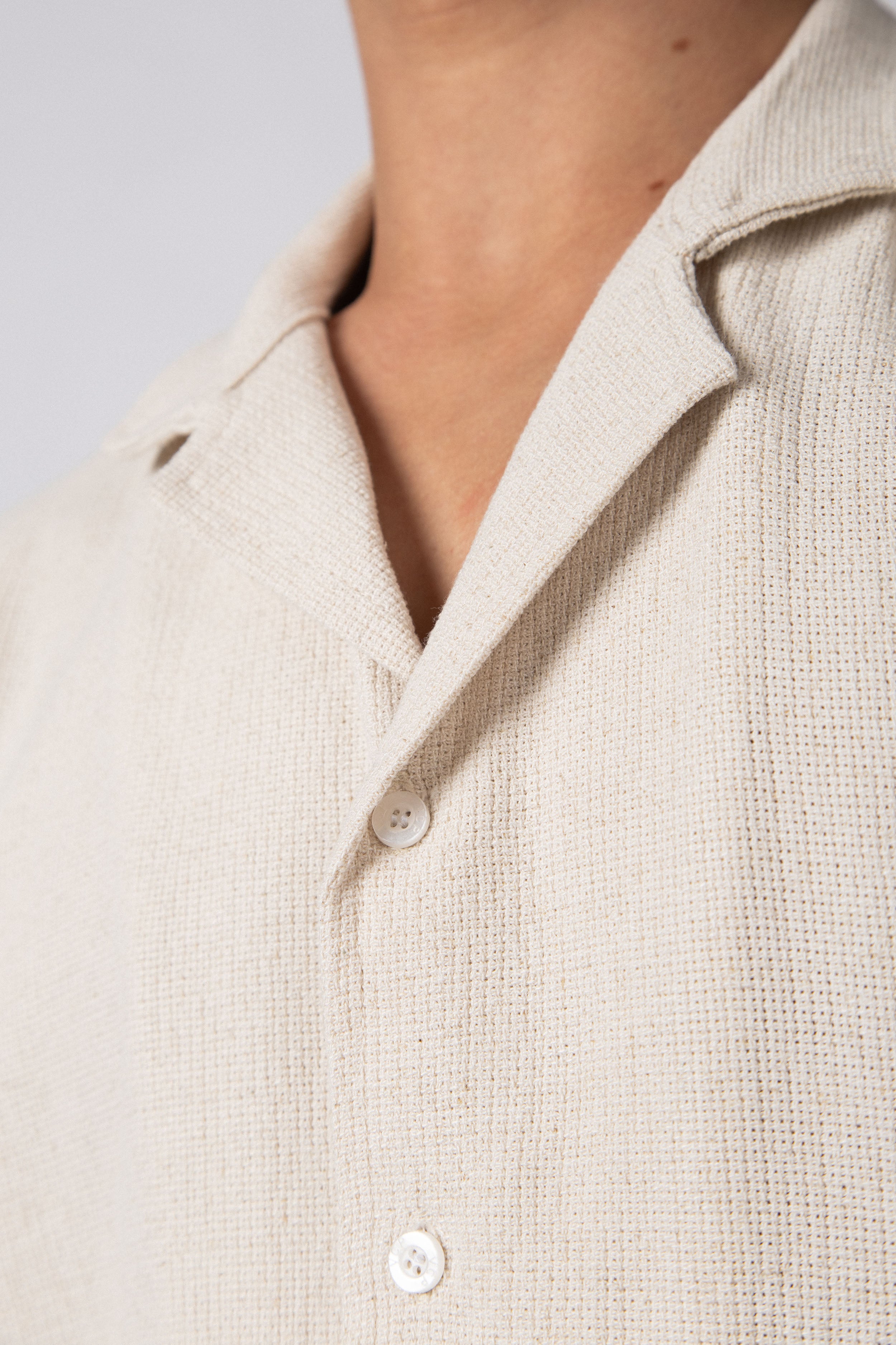 Camisa Manga Corta Lino Mont Crudo