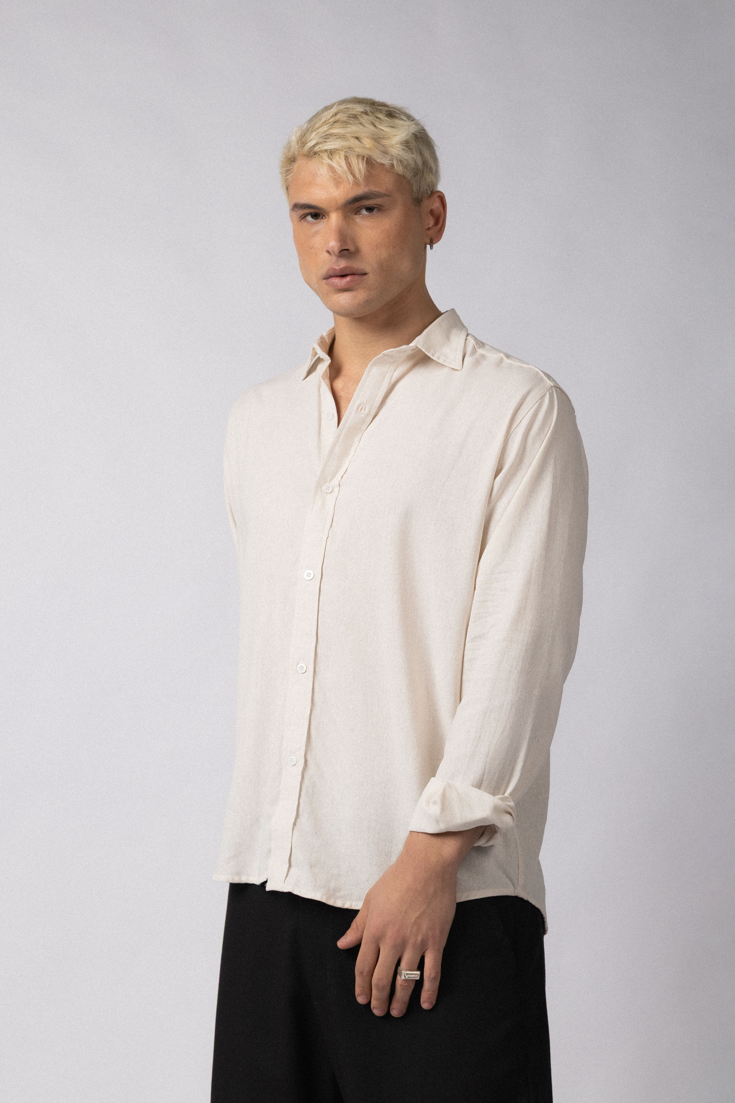 Camisa Manga Larga Lino Raze Crudo