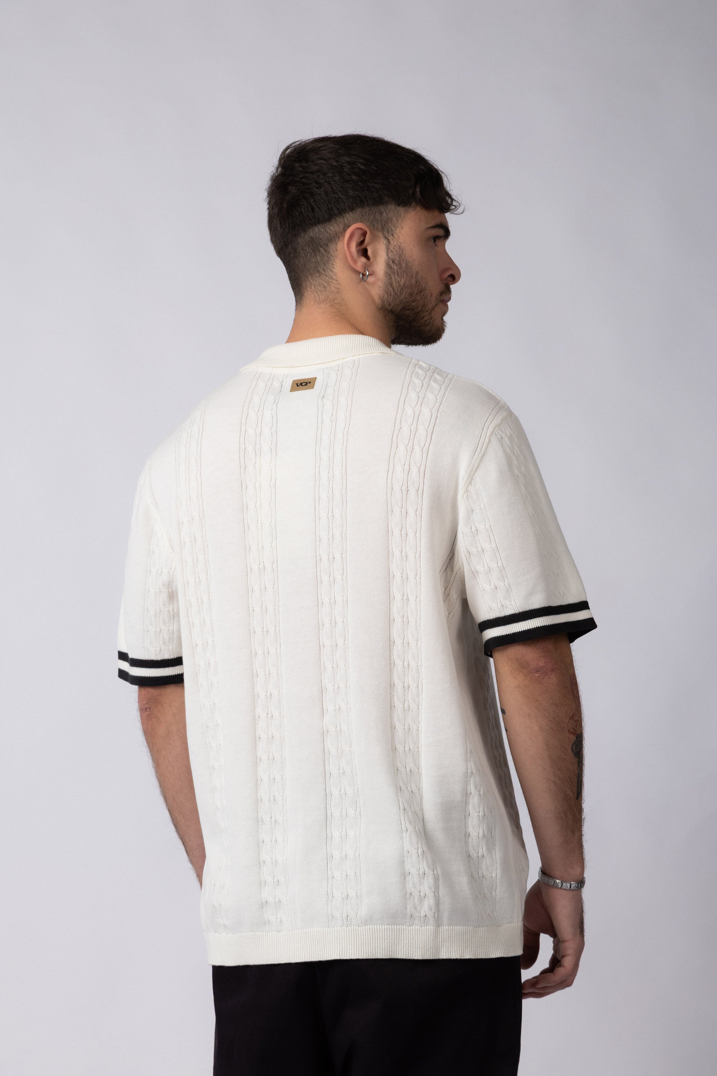Camisa Manga Corta Tejida Mist Crudo N