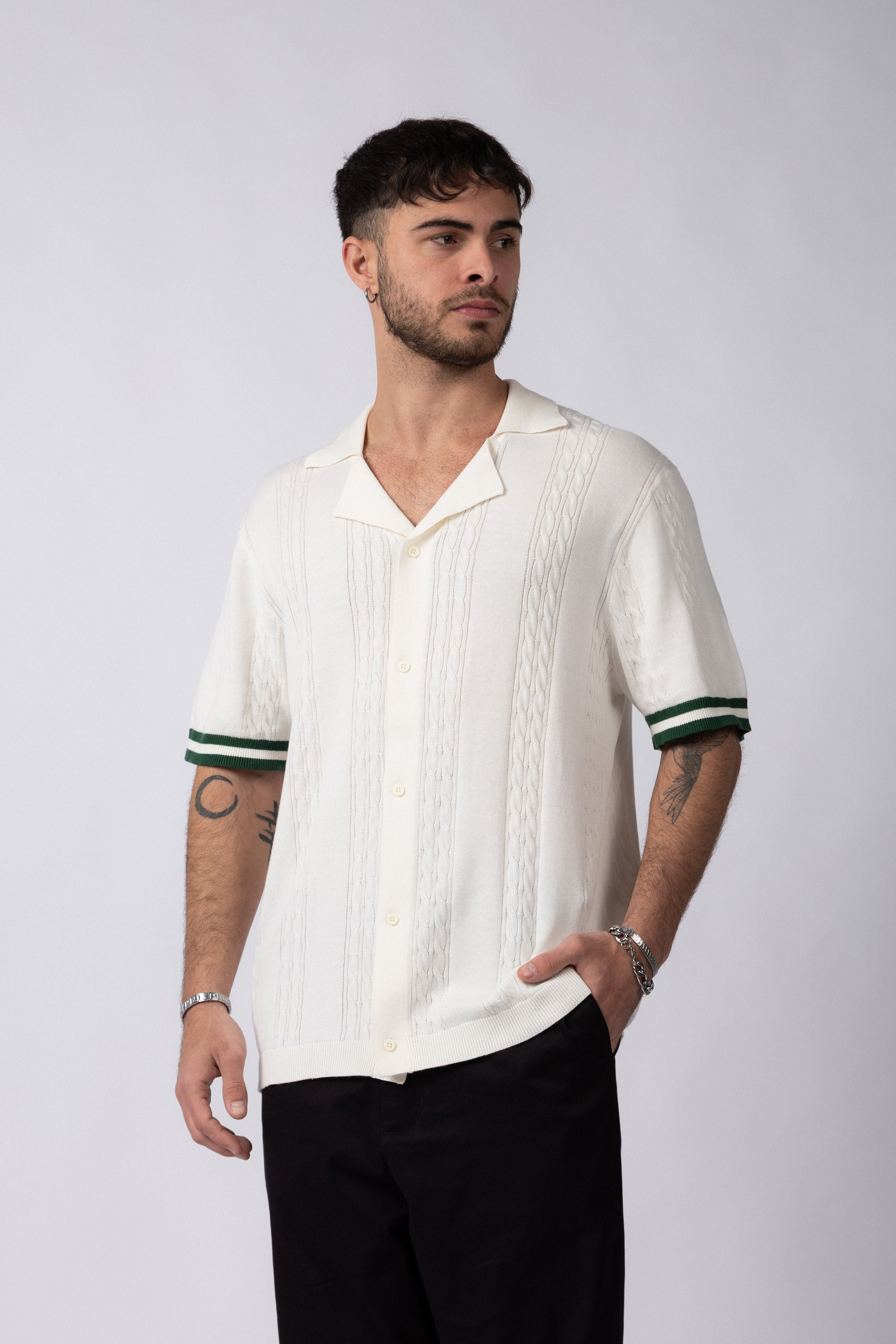 Camisa Manga Corta Tejida Mist Crudo V