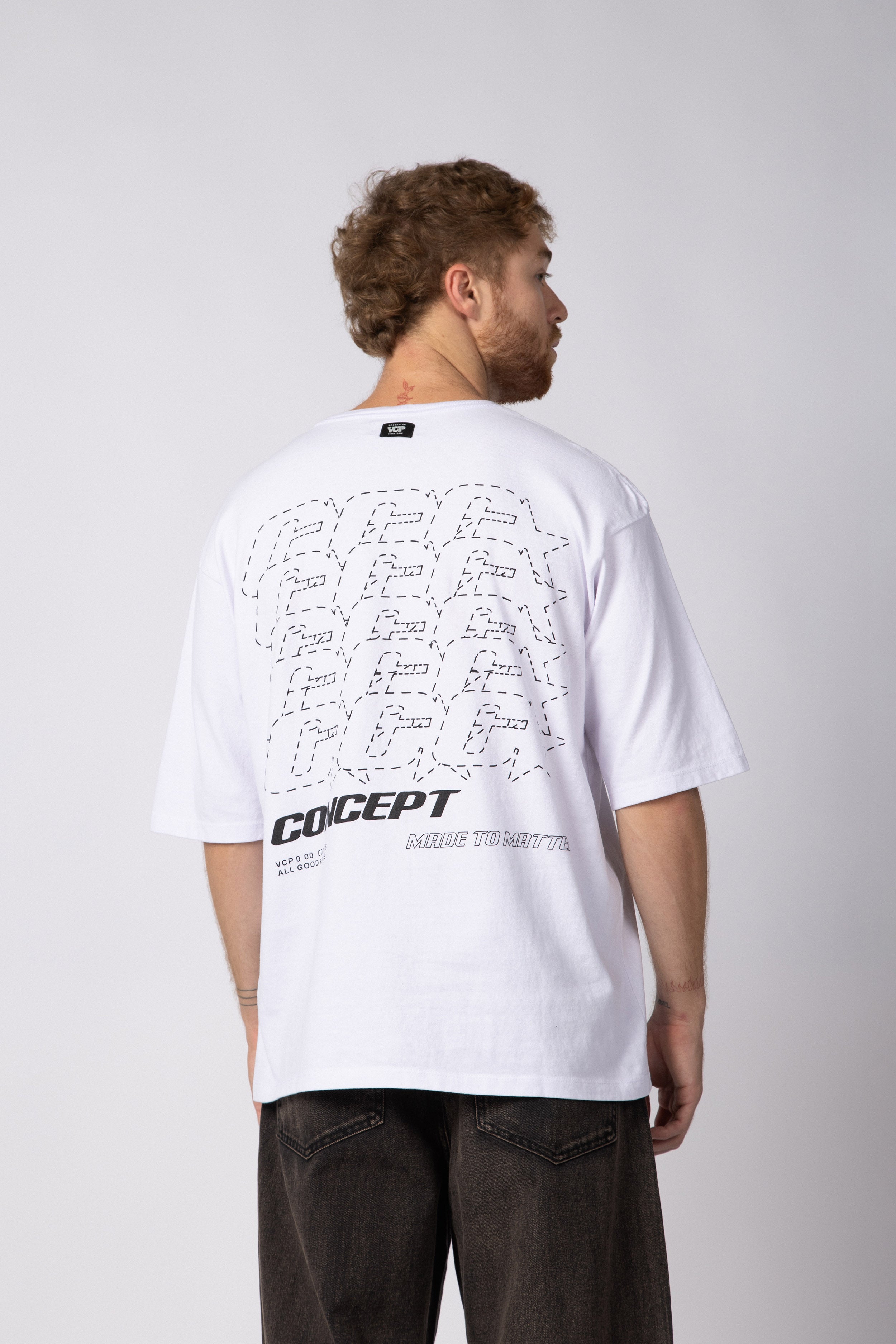 Remera Over Rhy Grid Blanca