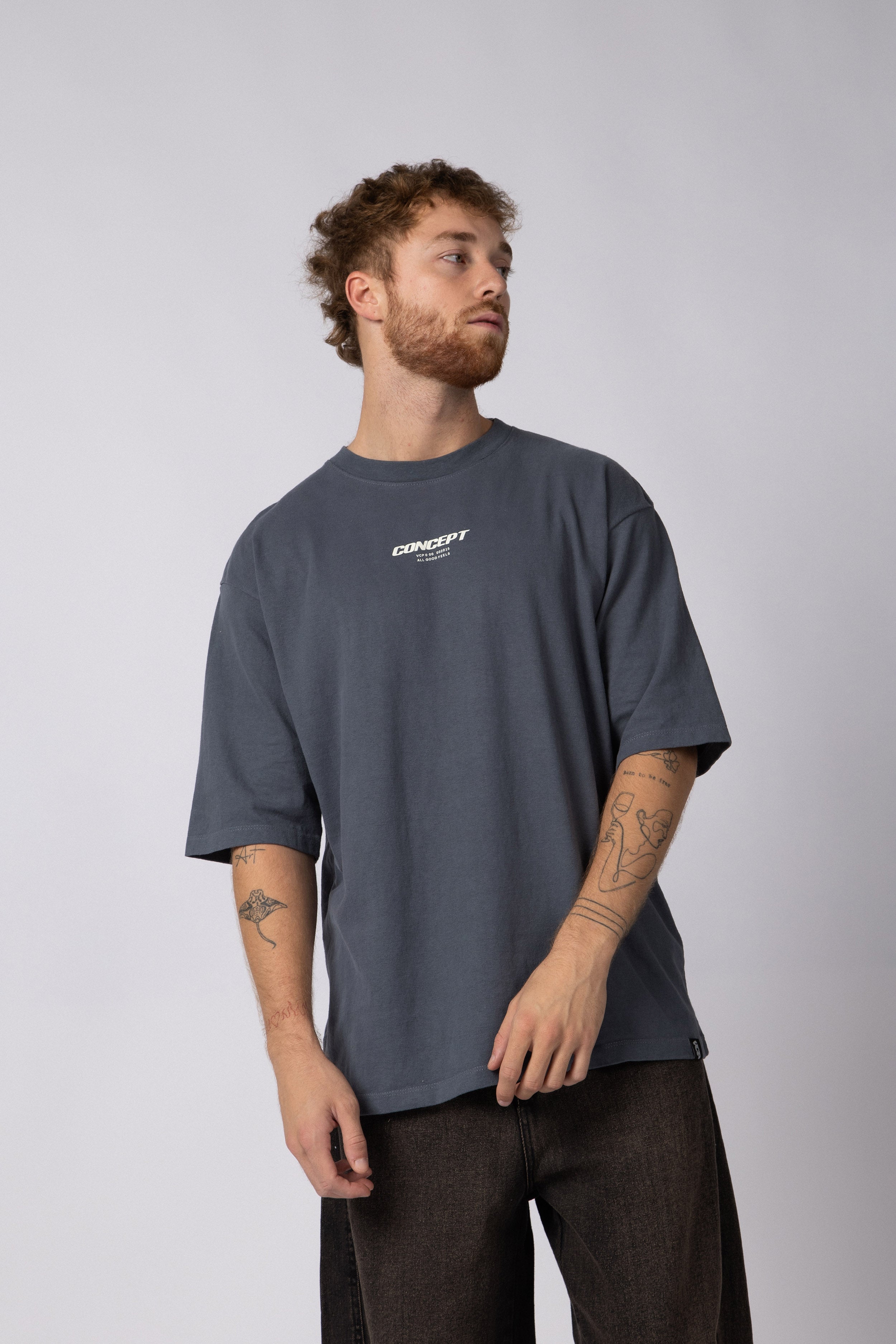Remera Over Rhy Grid Navy
