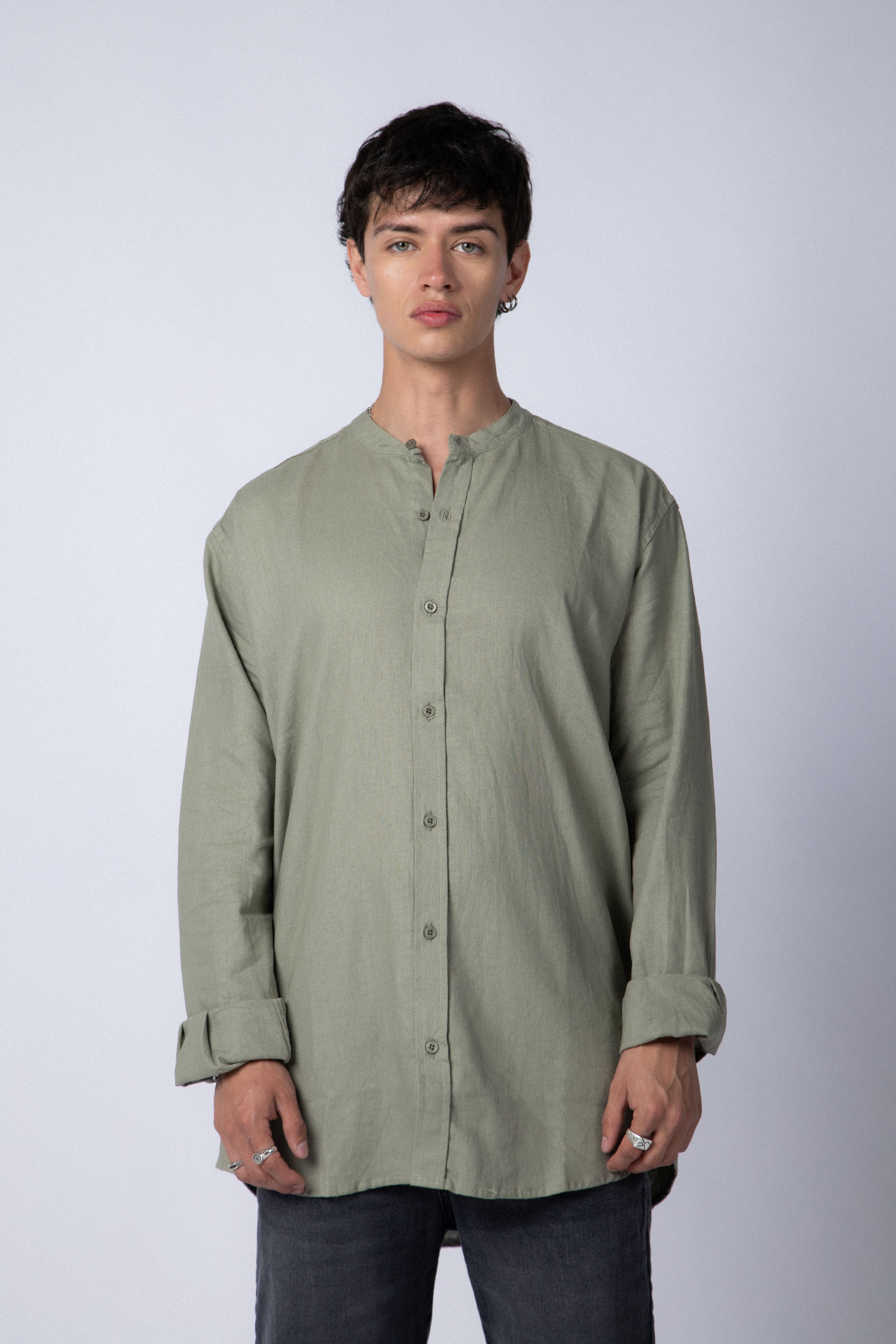 Camisa Manga Larga Mao Lino Hemsut Militar