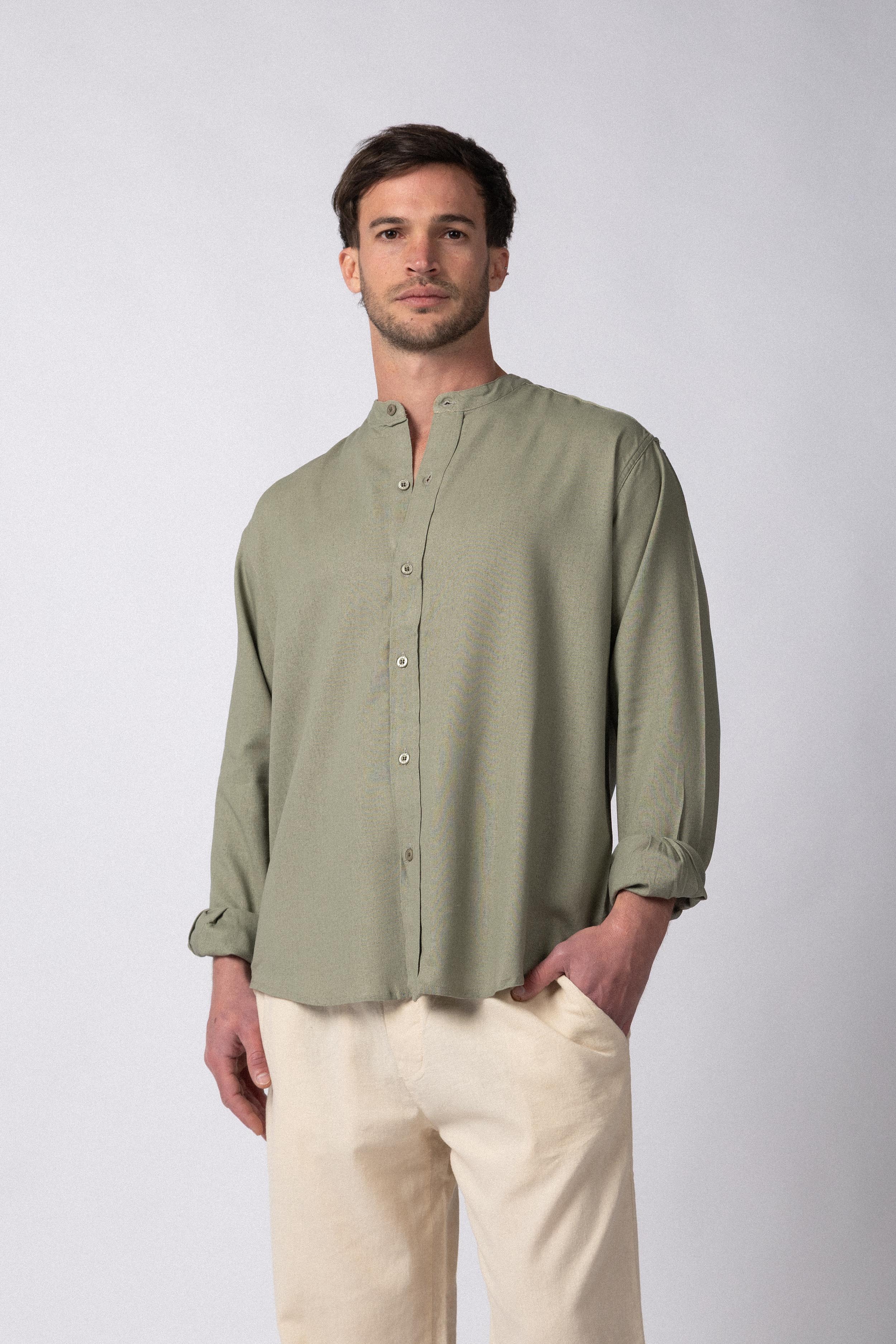 Camisa Manga Larga Mao Lino Deko Militar