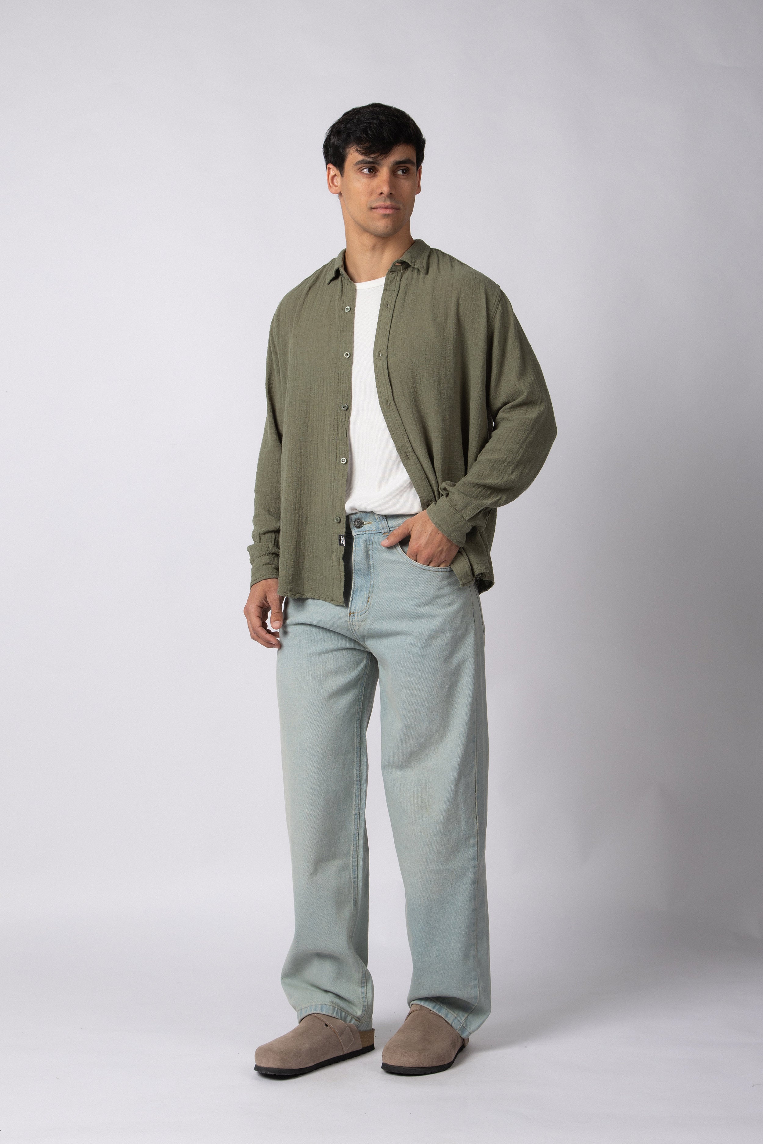 Camisa Manga Larga Lino Zen Militar